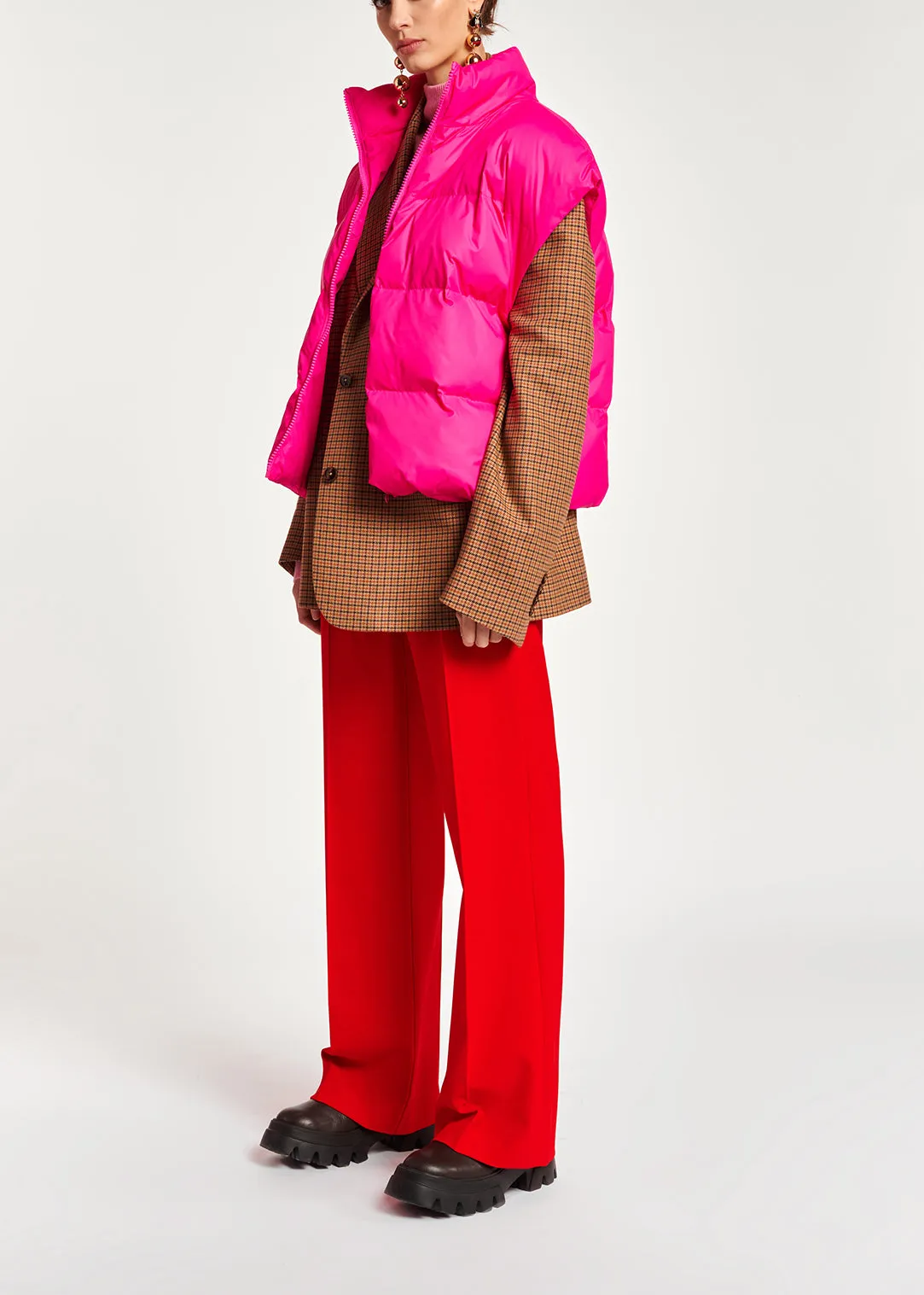 Red wide-leg high waist pants