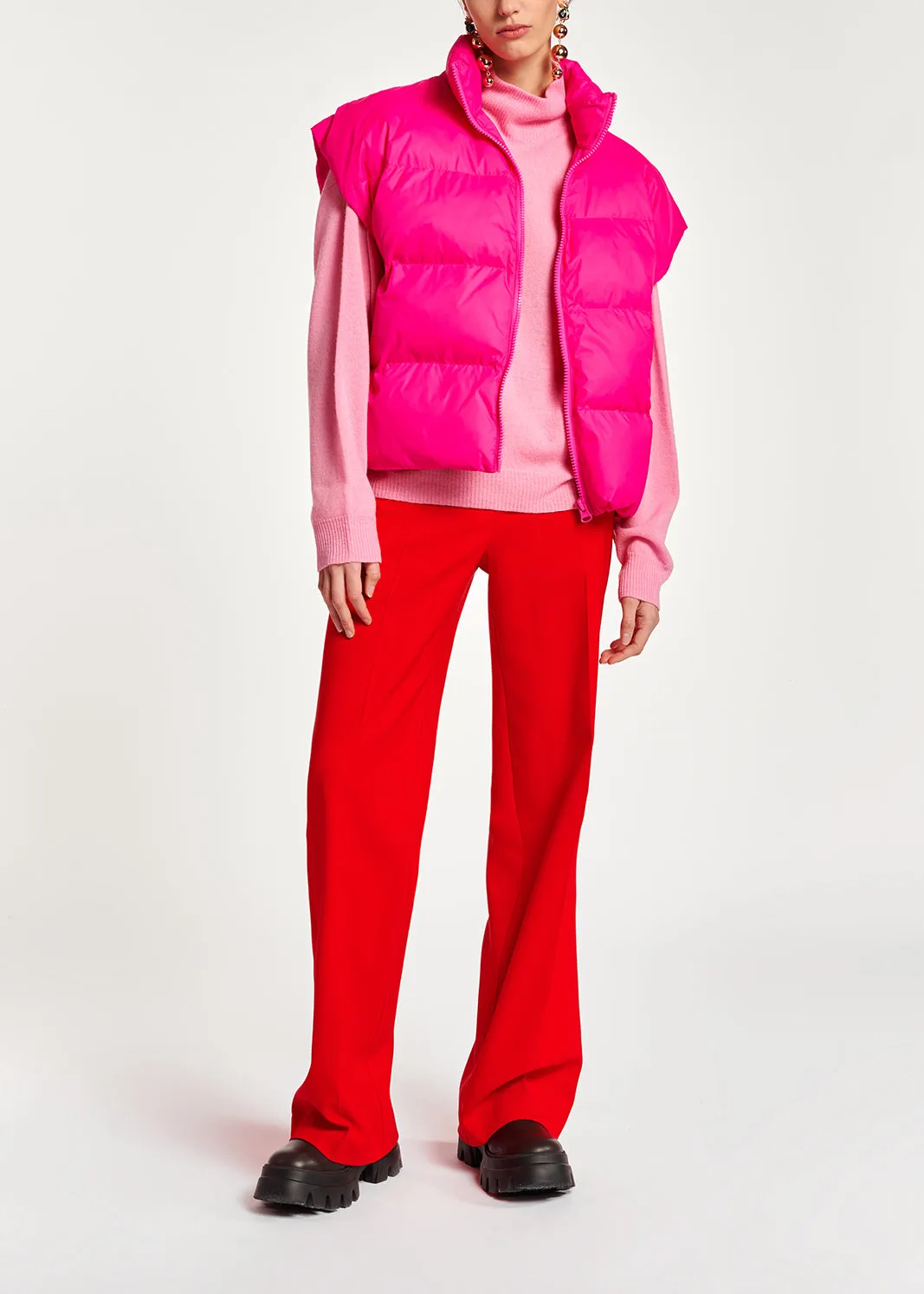 Red wide-leg high waist pants