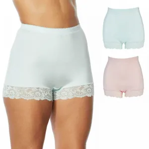 Rhonda Shear 2 Pack Smooth Pin Up Panties with Lace Trim Mint/ Peach Plus 1X