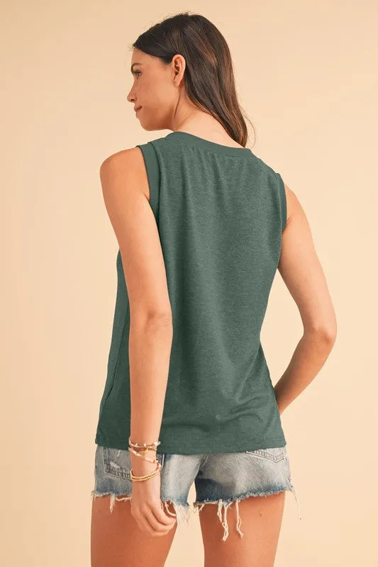 Ribbed V Neck Tank
