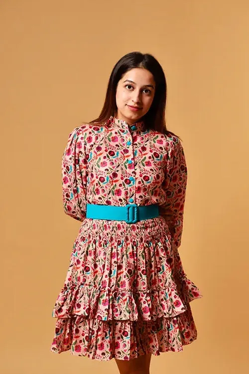Rory Printed Dress With Blue Belt