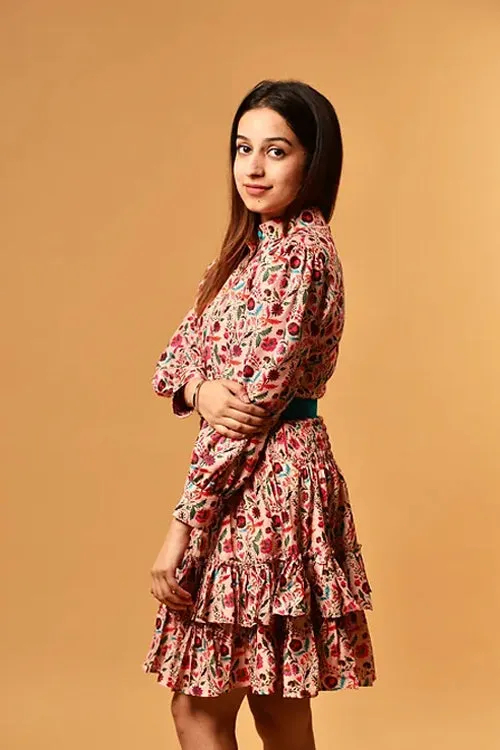 Rory Printed Dress With Blue Belt