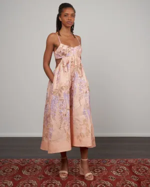 rosa bralette midi dress - lilac wisteria floral