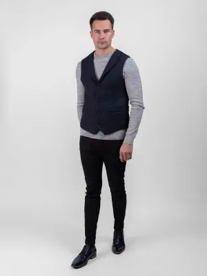 Ryan Navy Twill Tweed Waistcoat with Revere