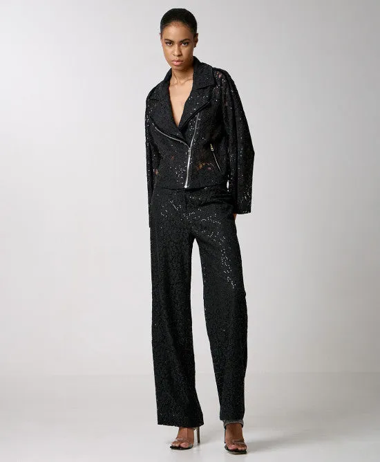 SALE Sequin-embellished lace pants
