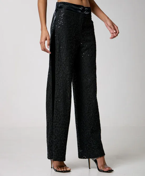 SALE Sequin-embellished lace pants