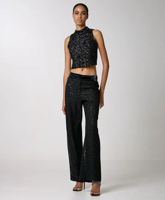 SALE Sequin-embellished lace pants