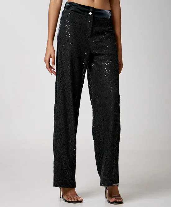 SALE Sequin-embellished lace pants