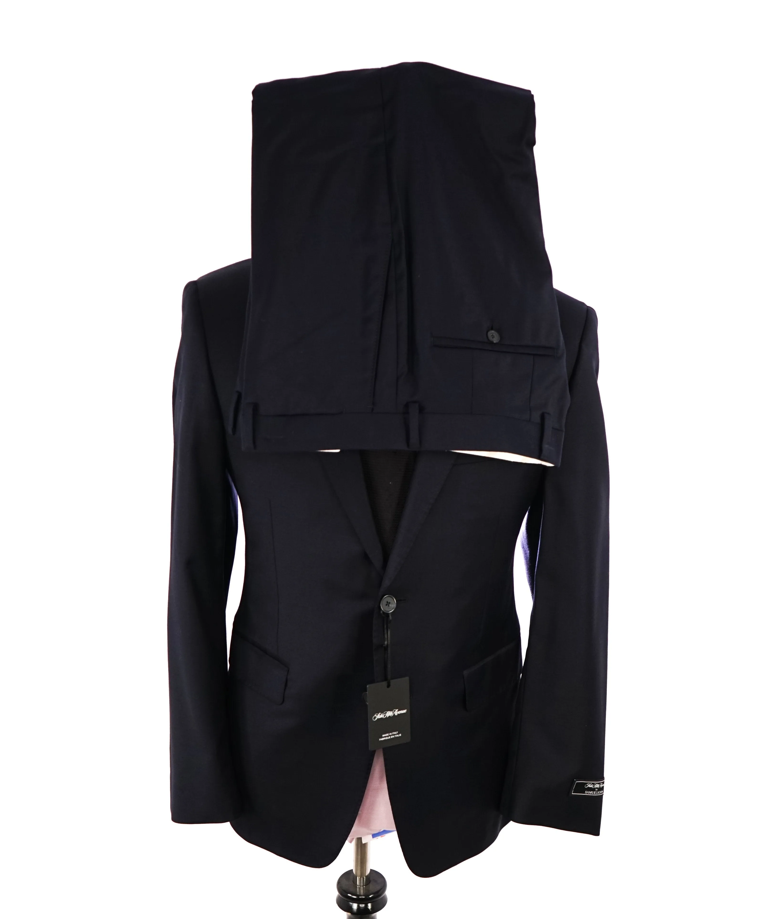 SAMUELSOHN - For SFA Super 130's Performance "LYCRA Blend" Wool Navy Suit - 42R