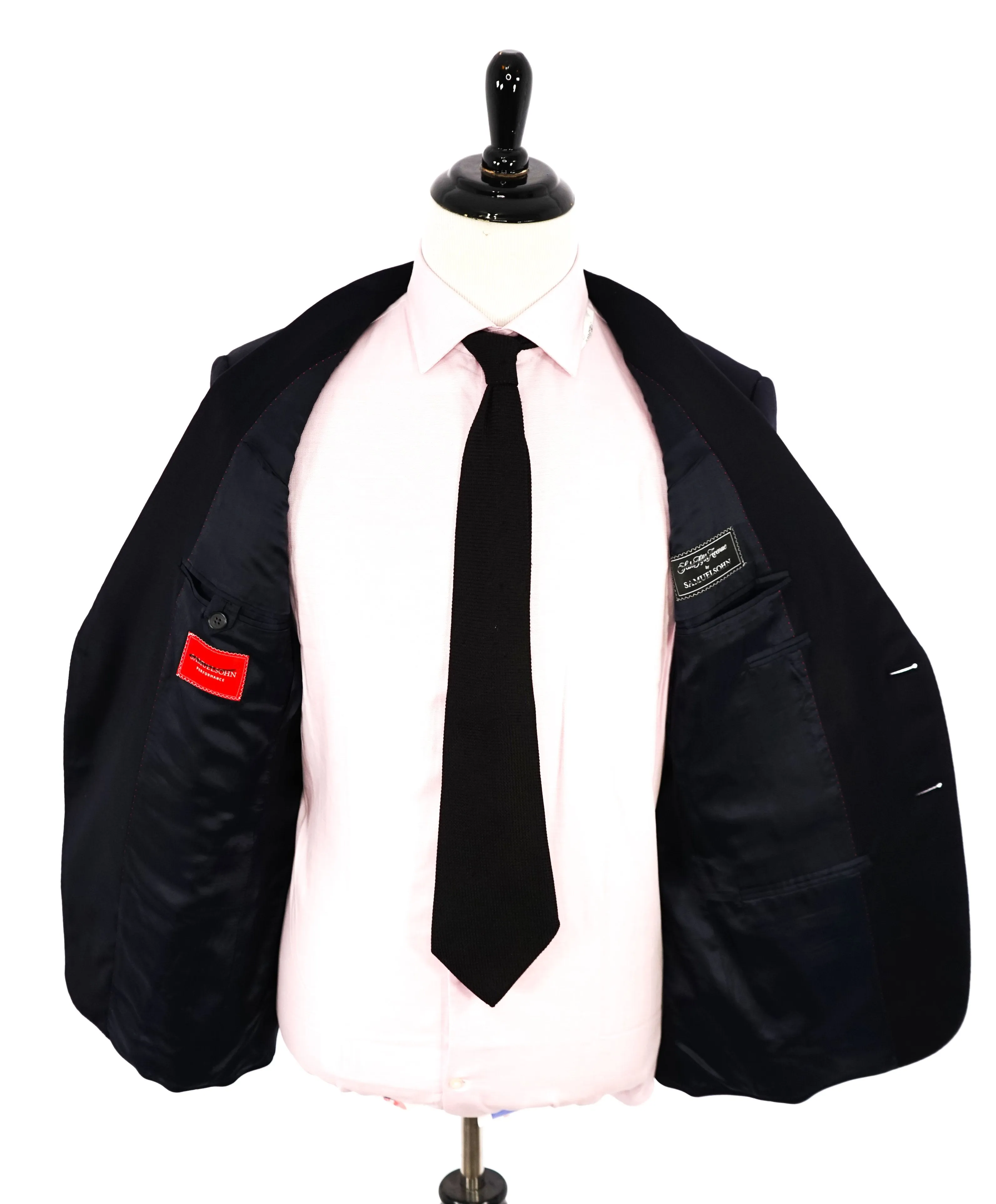 SAMUELSOHN - For SFA Super 130's Performance "LYCRA Blend" Wool Navy Suit - 42R