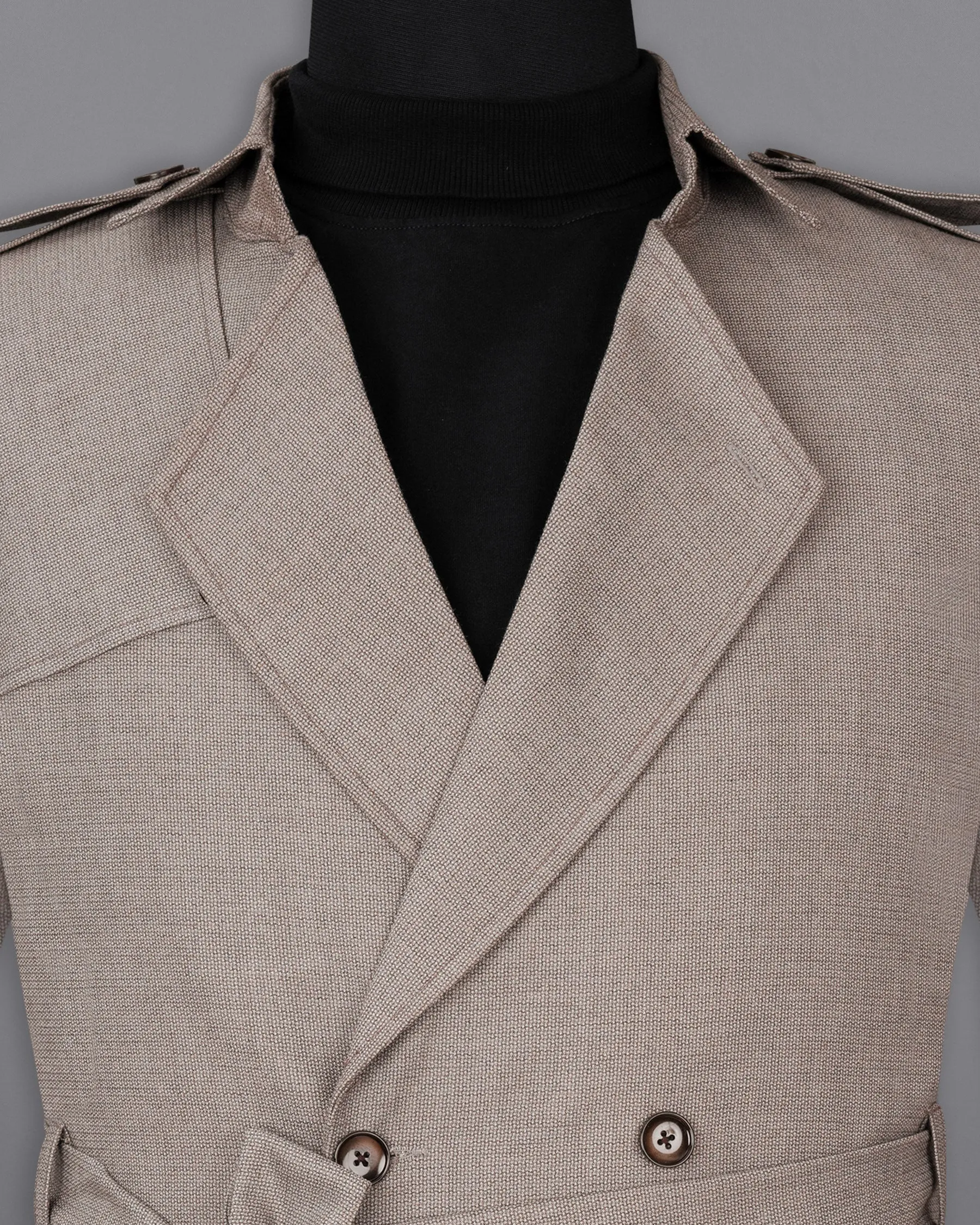 Sand Dune Double Breasted Belt Closure Designer Trench Coat