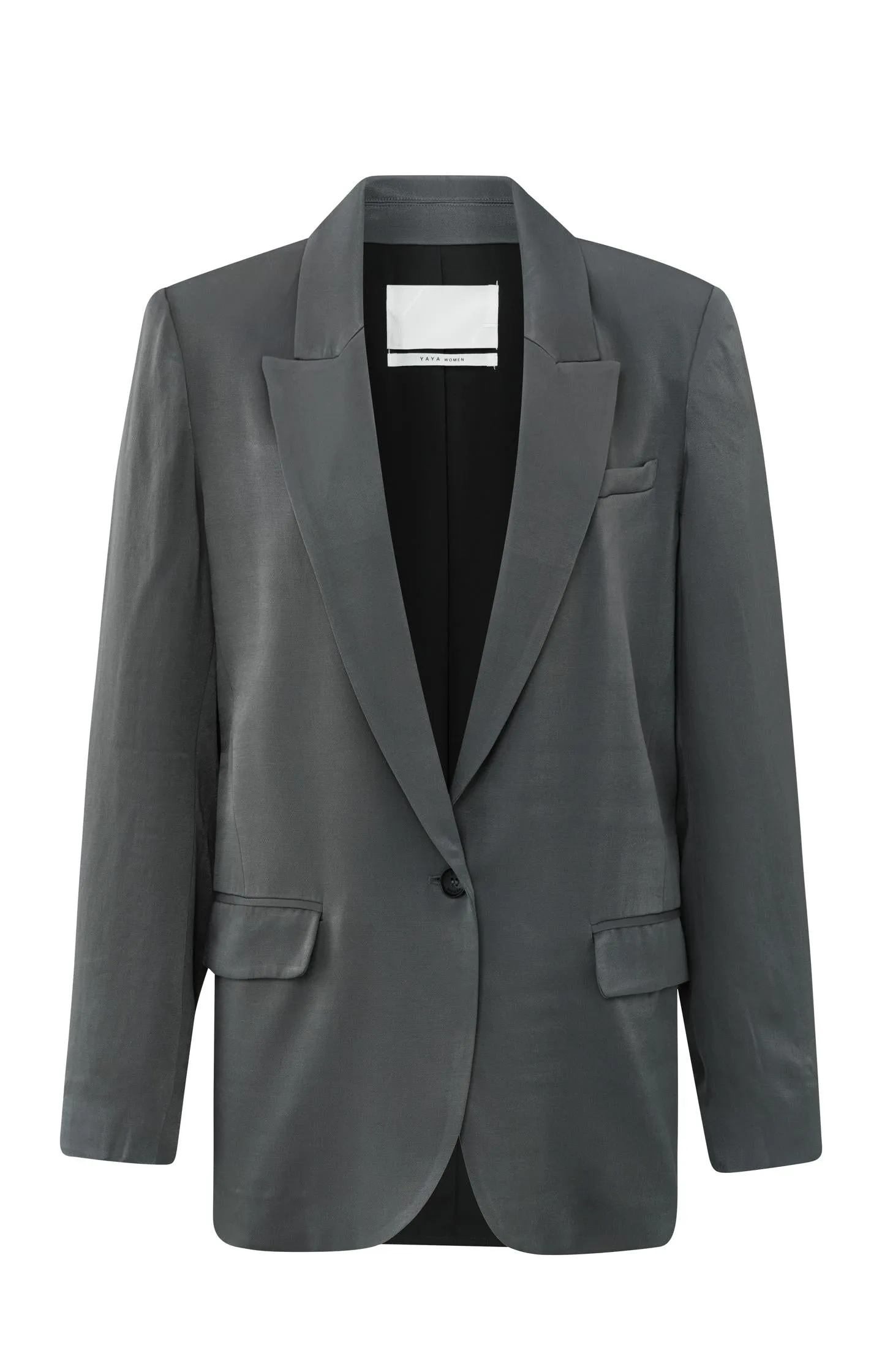 Satin blazer with long sleeves and classic collar