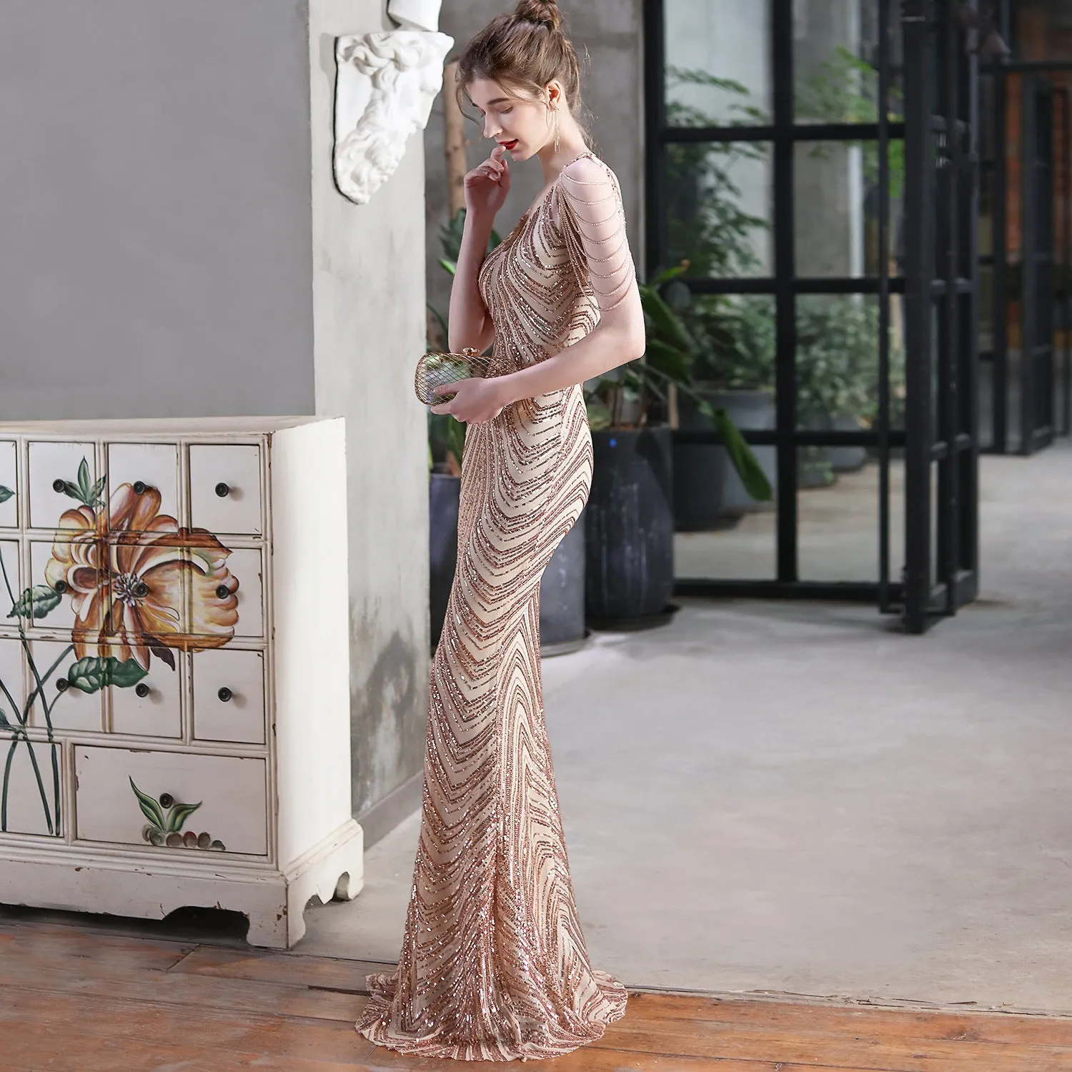 Sequined Mermaid Long Dress Party Evening Dress