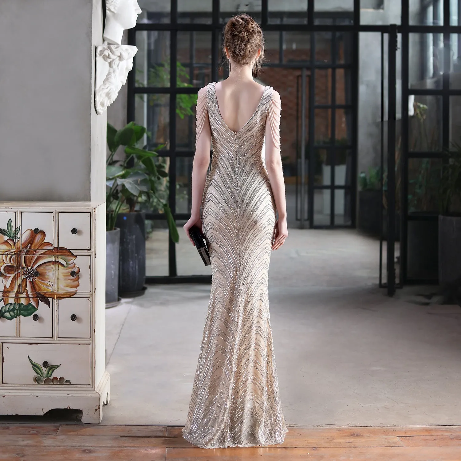 Sequined Mermaid Long Dress Party Evening Dress