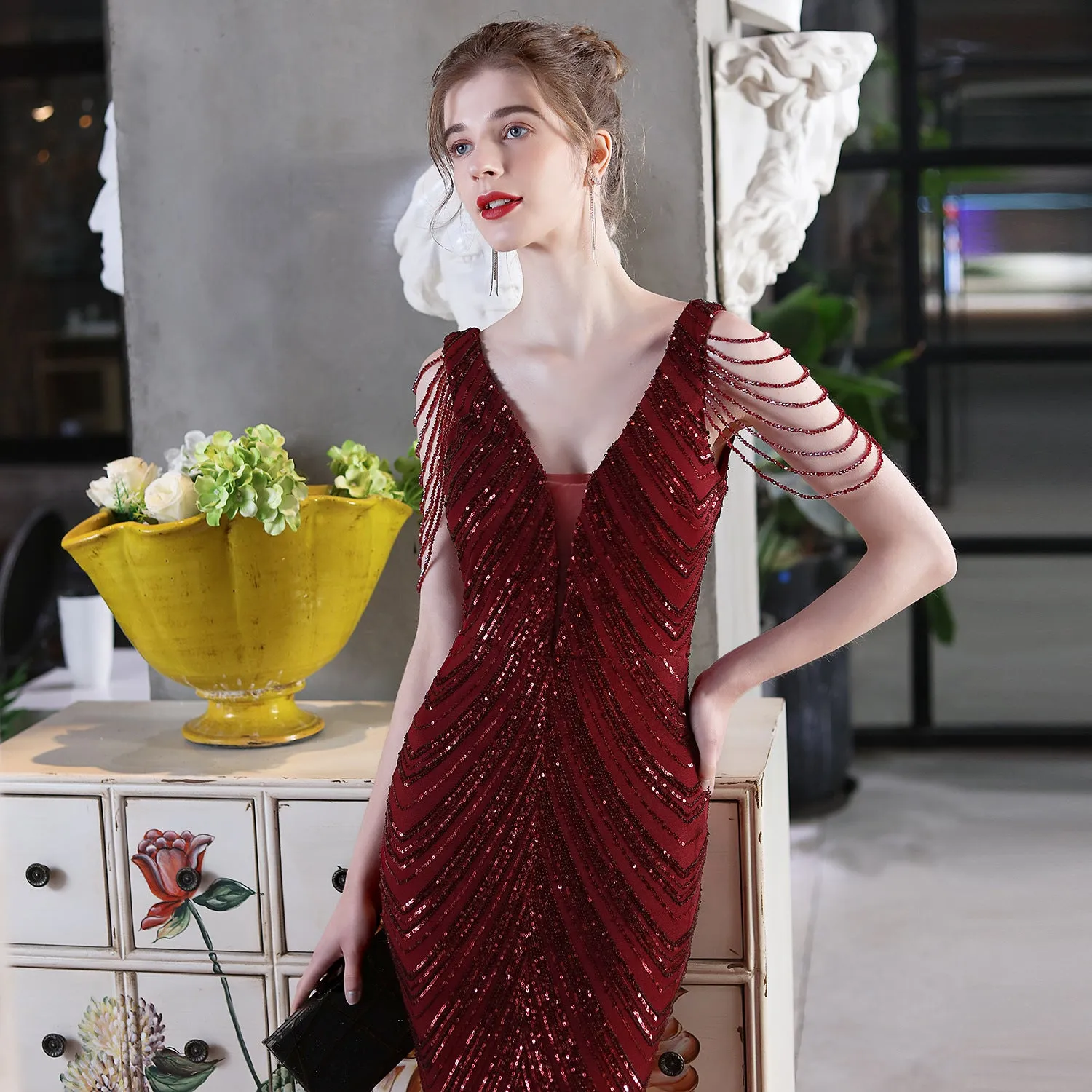 Sequined Mermaid Long Dress Party Evening Dress