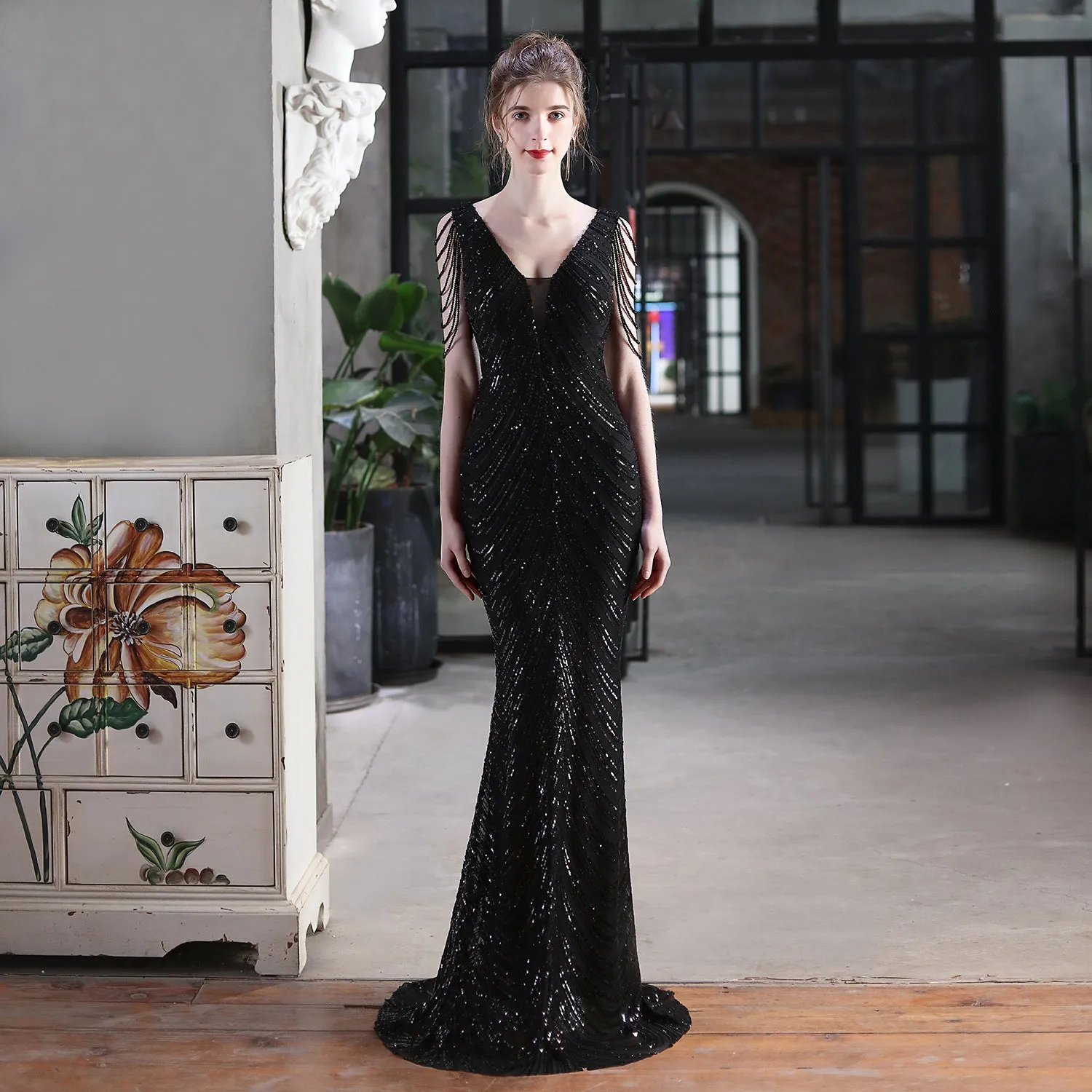 Sequined Mermaid Long Dress Party Evening Dress