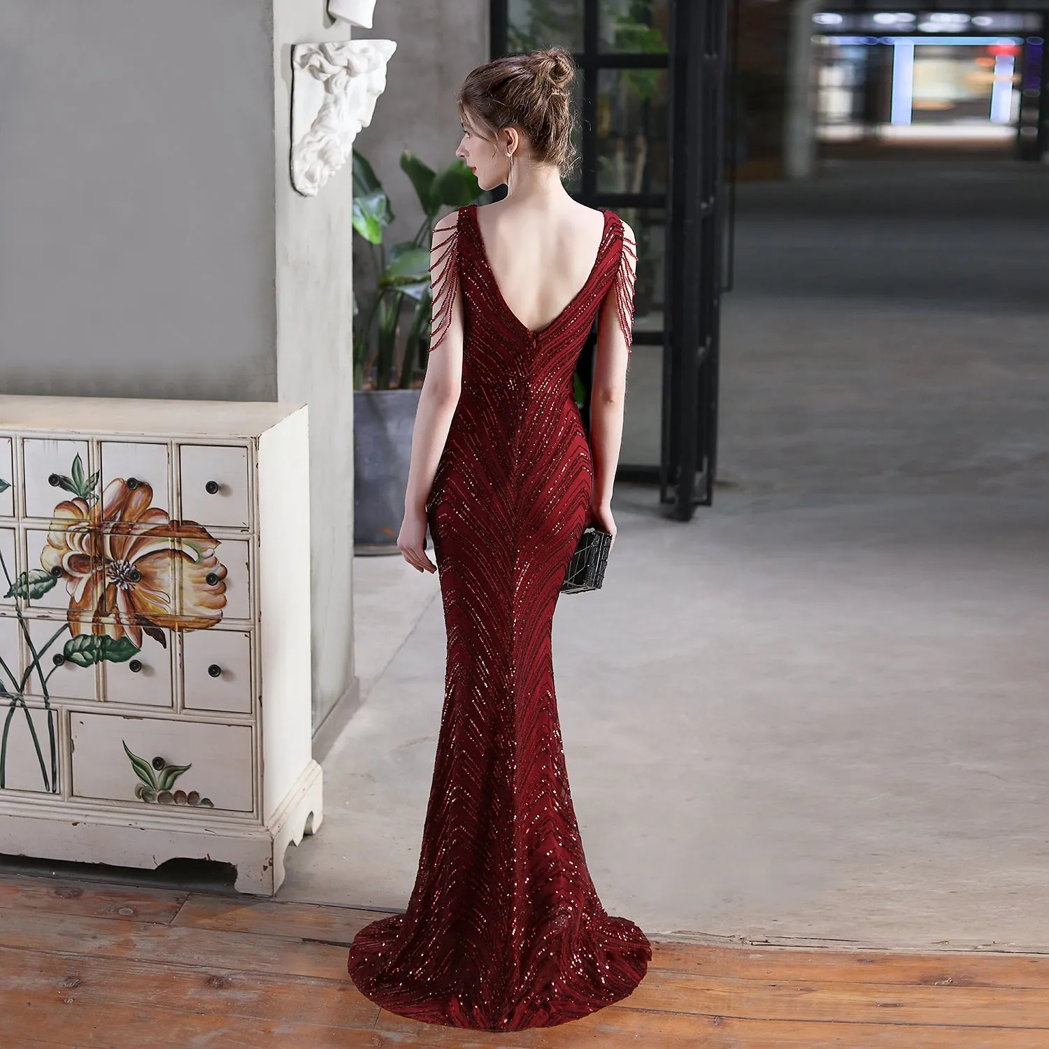 Sequined Mermaid Long Dress Party Evening Dress
