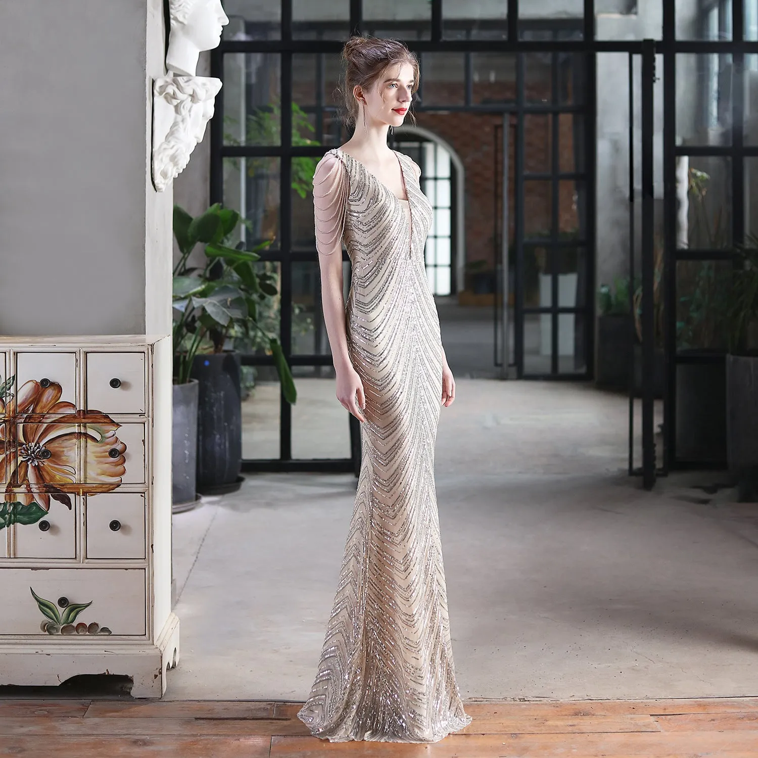 Sequined Mermaid Long Dress Party Evening Dress