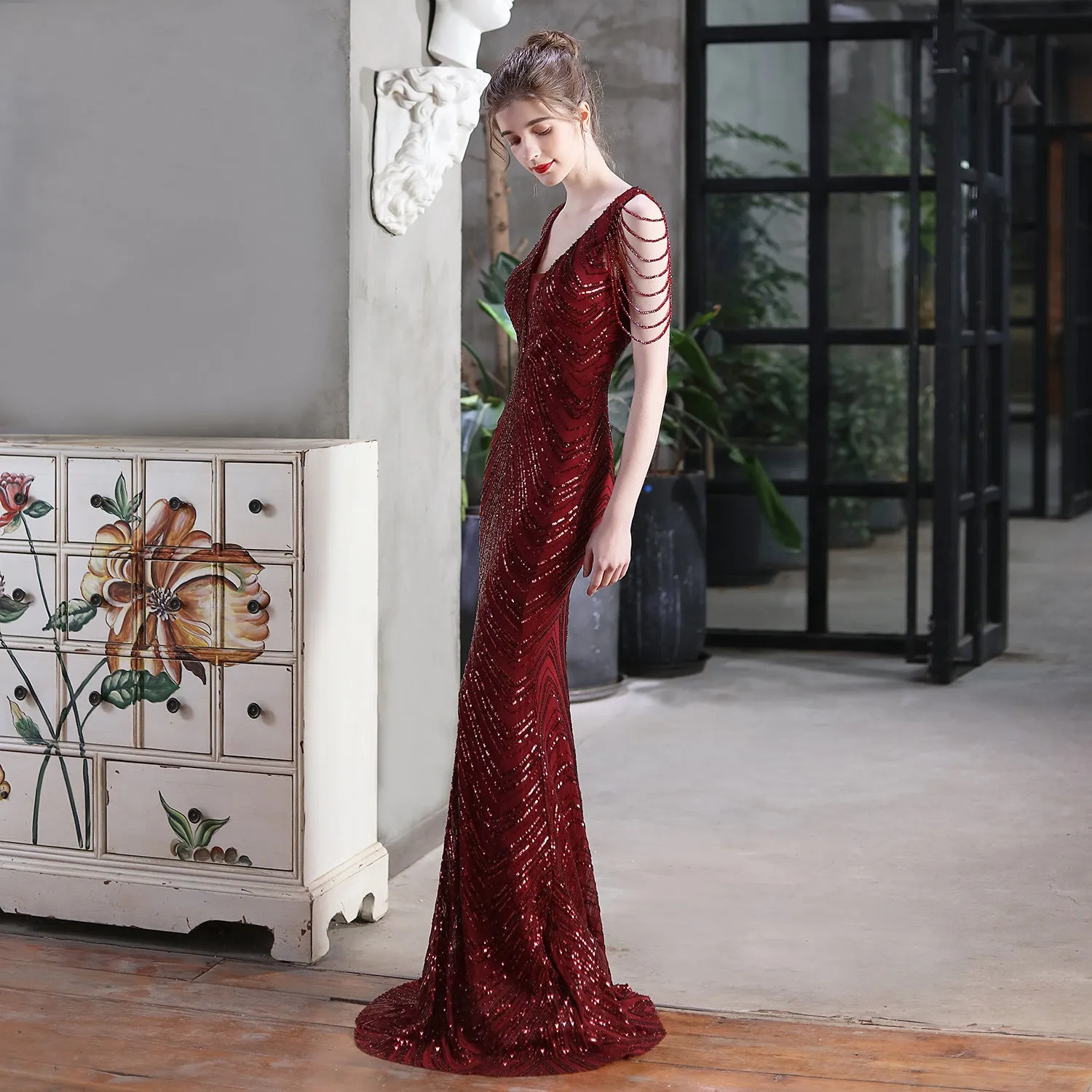 Sequined Mermaid Long Dress Party Evening Dress
