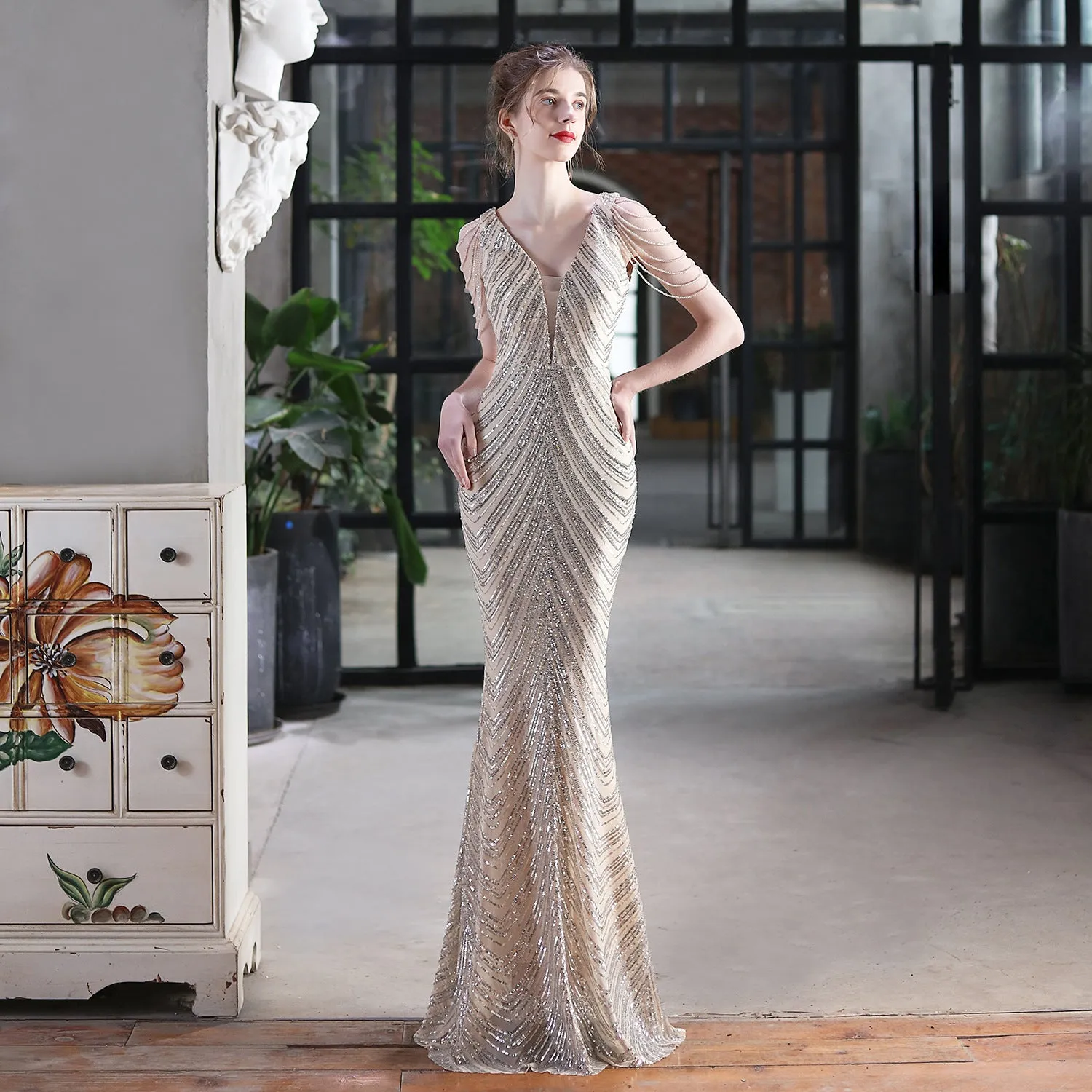 Sequined Mermaid Long Dress Party Evening Dress