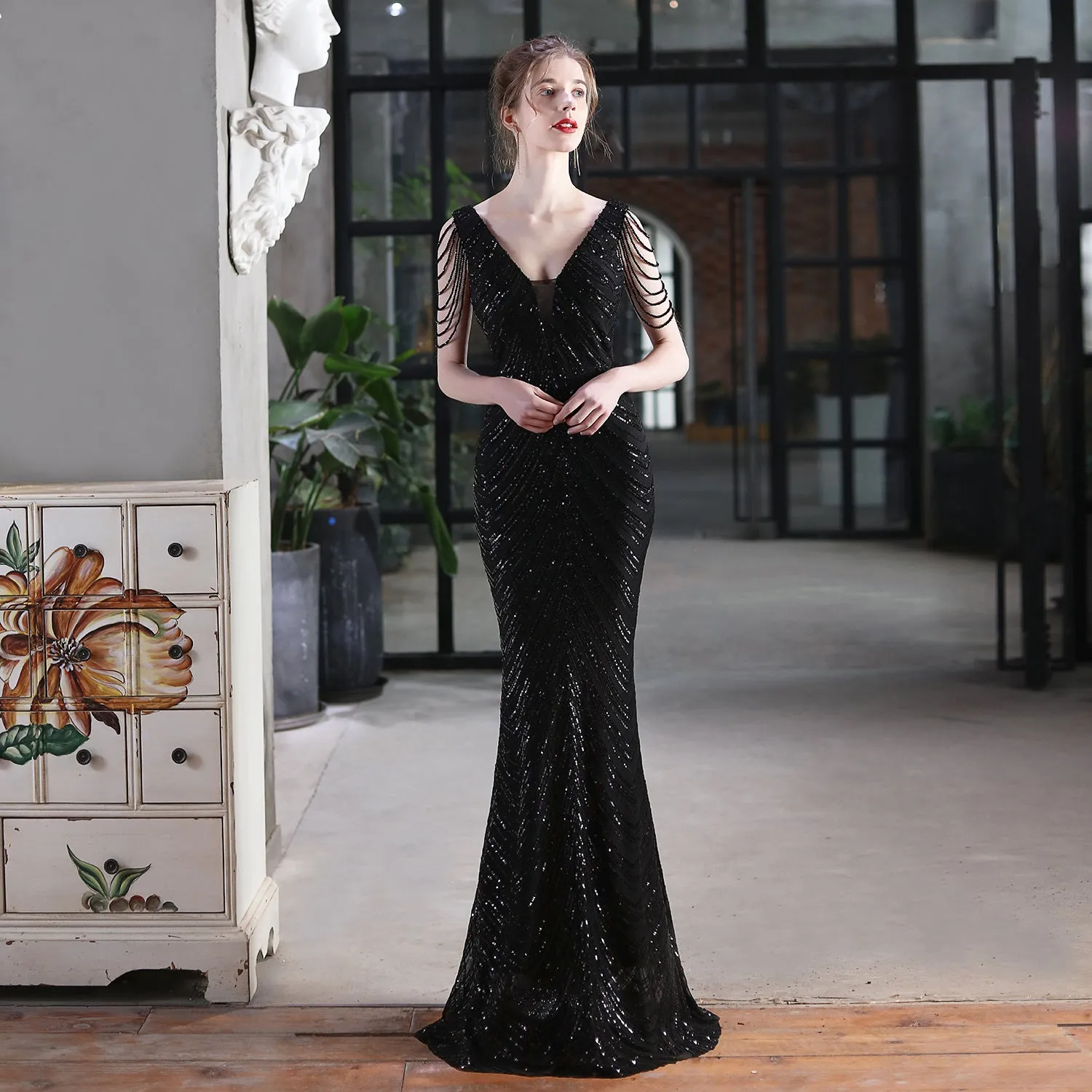 Sequined Mermaid Long Dress Party Evening Dress