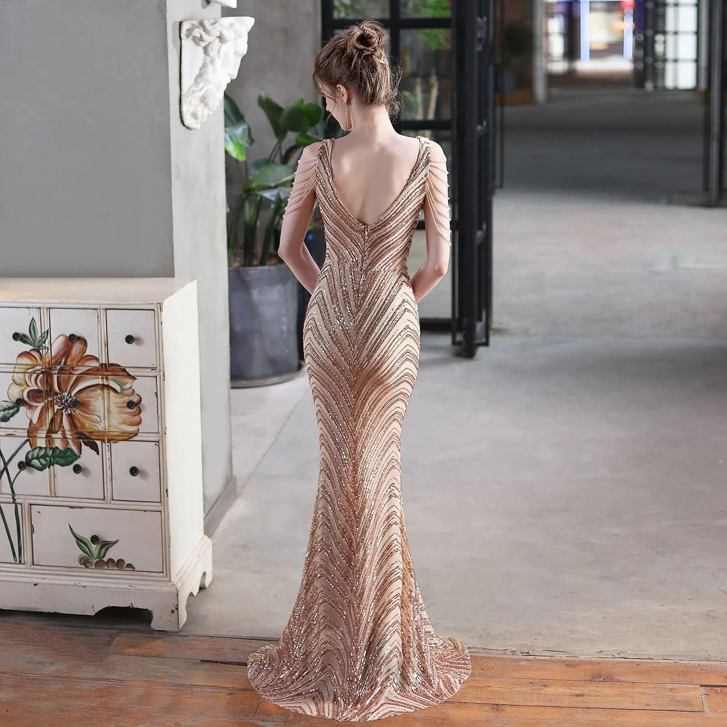 Sequined Mermaid Long Dress Party Evening Dress
