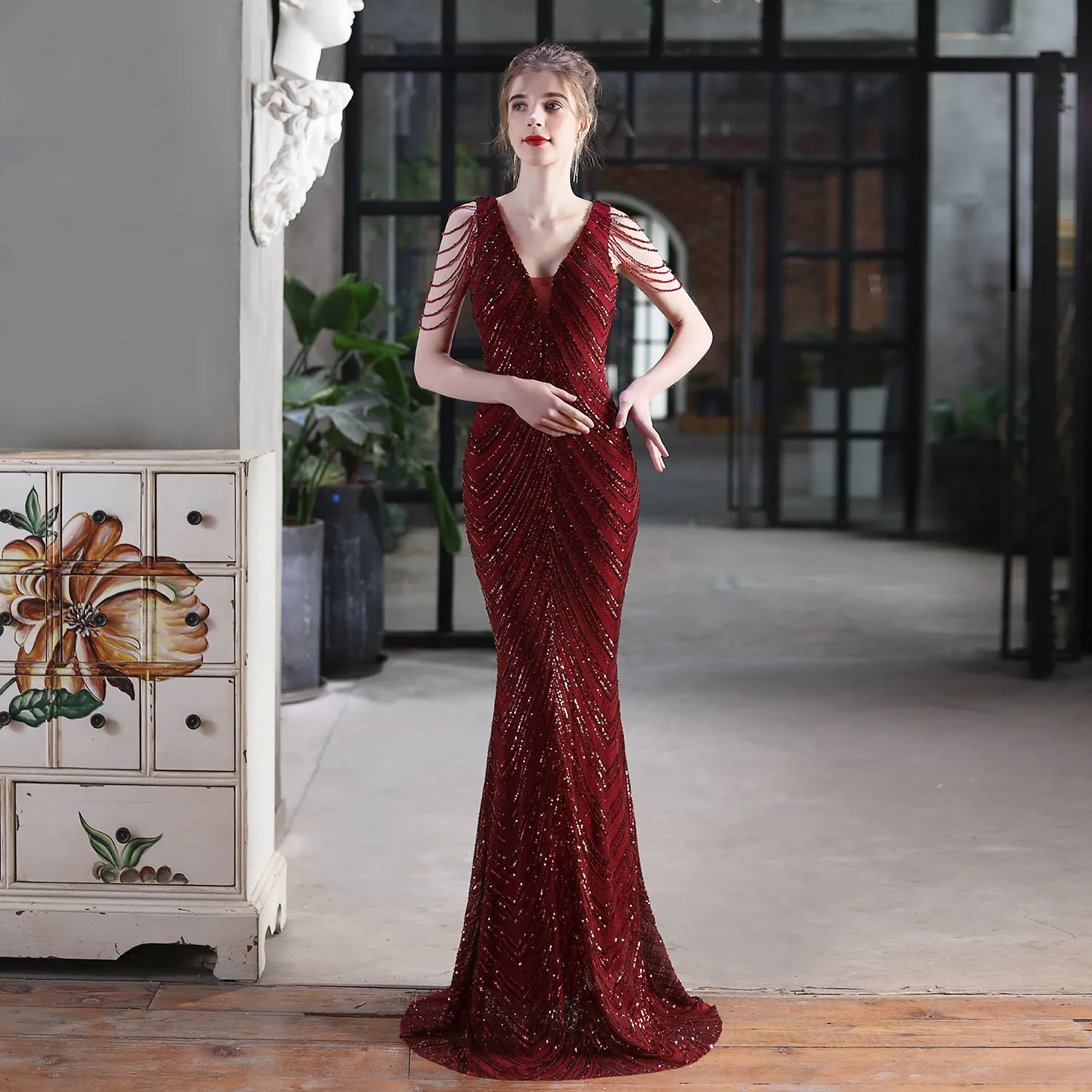 Sequined Mermaid Long Dress Party Evening Dress