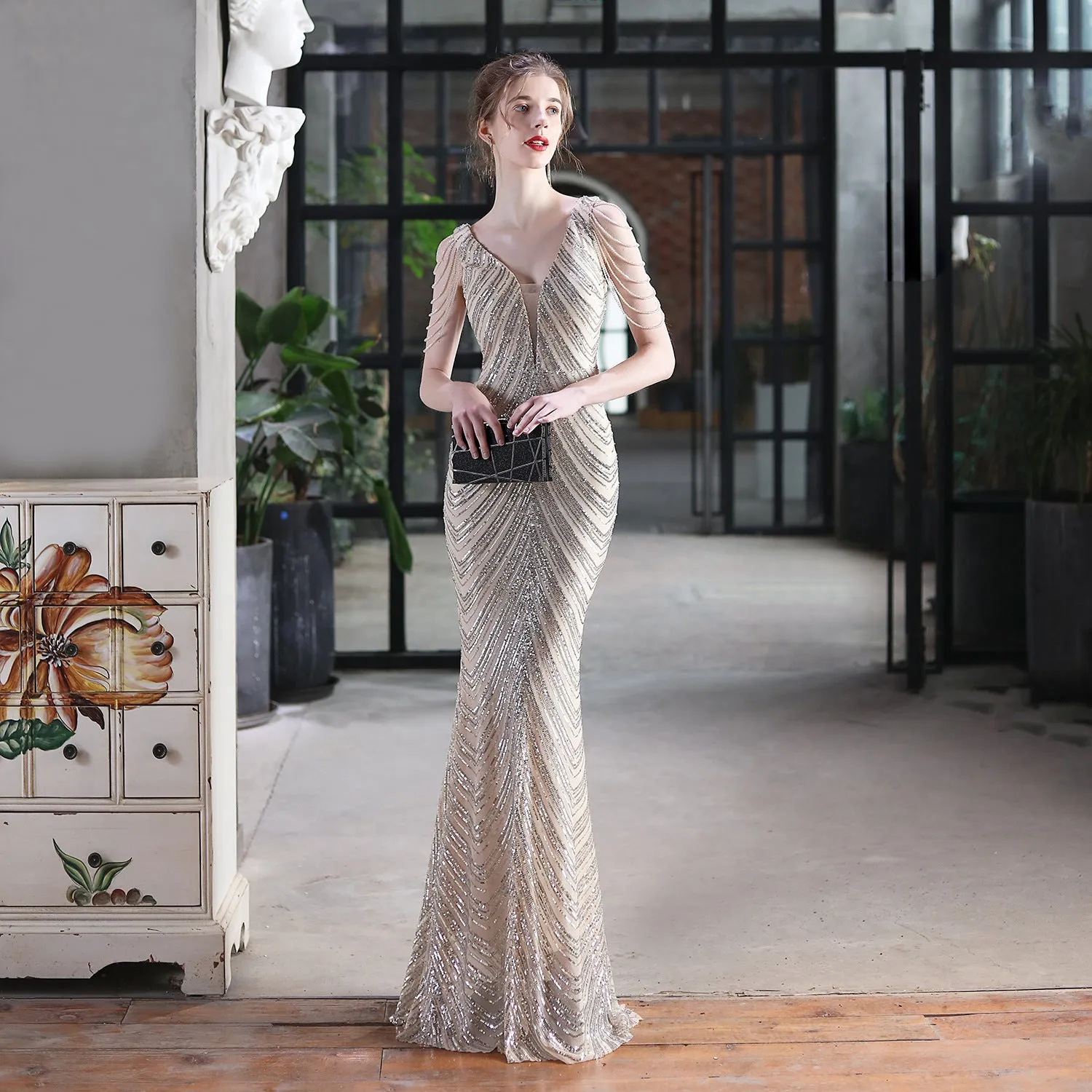 Sequined Mermaid Long Dress Party Evening Dress