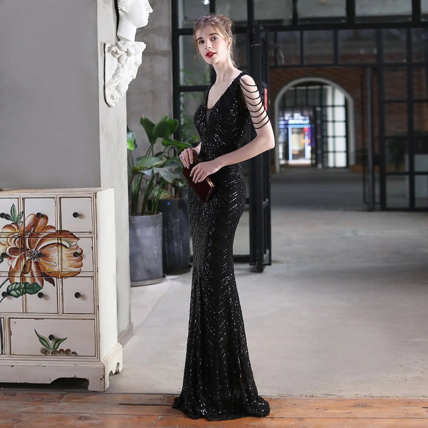Sequined Mermaid Long Dress Party Evening Dress