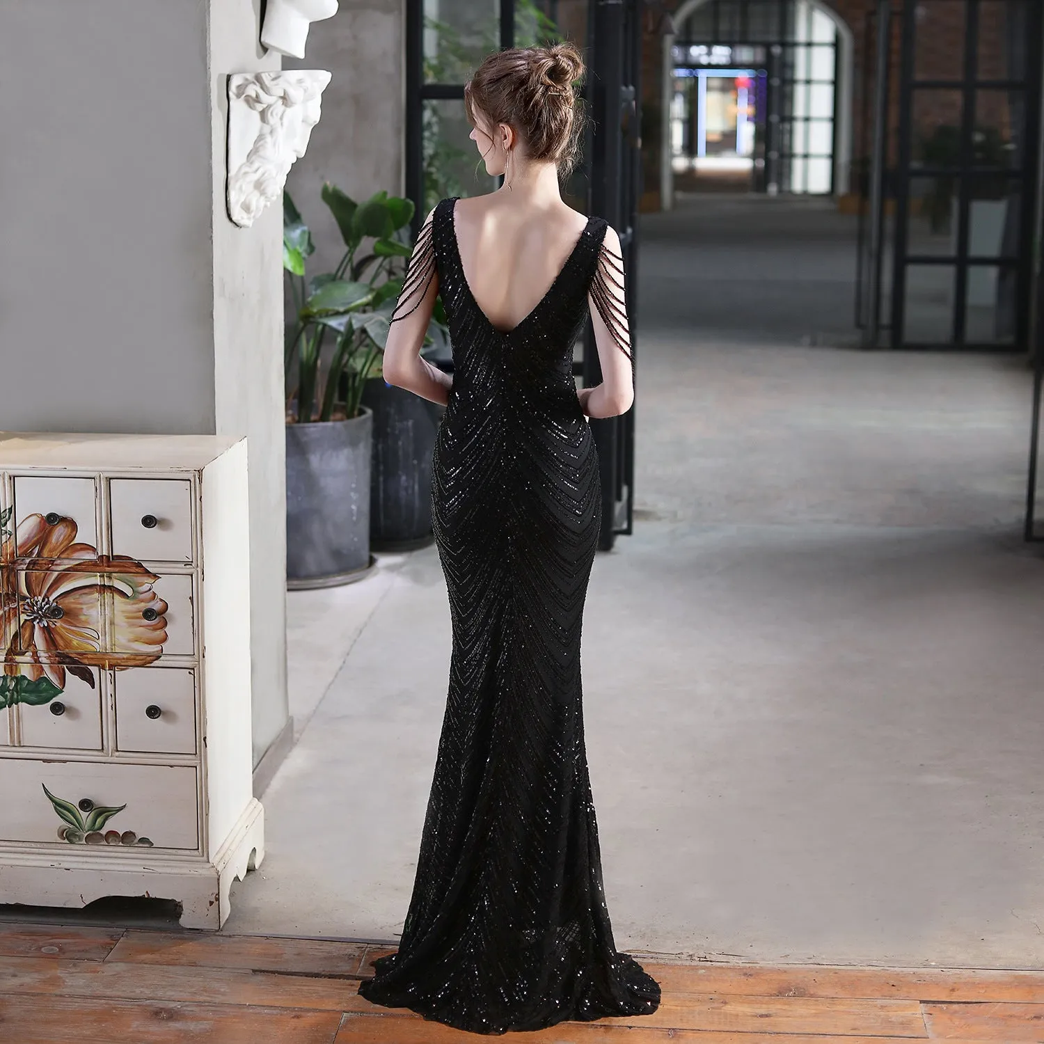Sequined Mermaid Long Dress Party Evening Dress