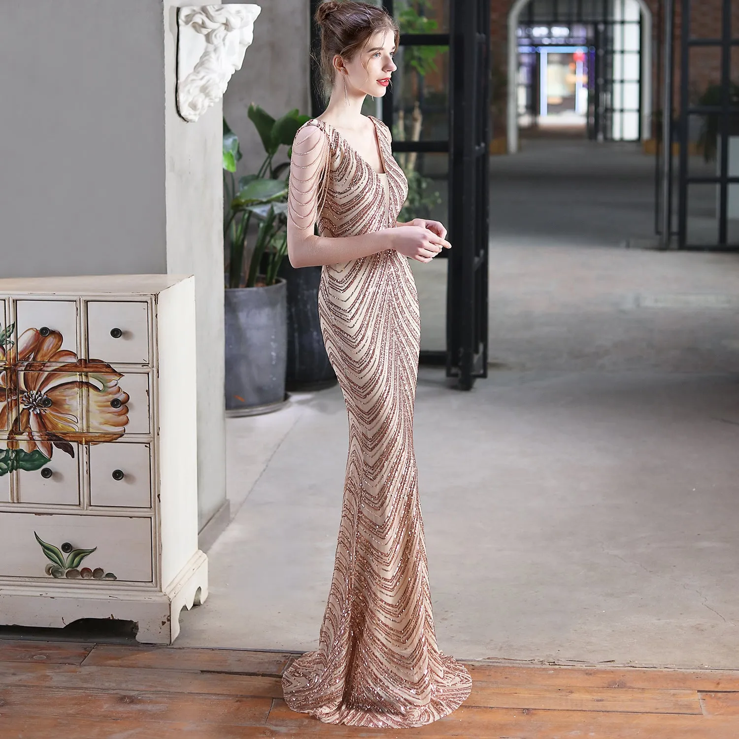 Sequined Mermaid Long Dress Party Evening Dress