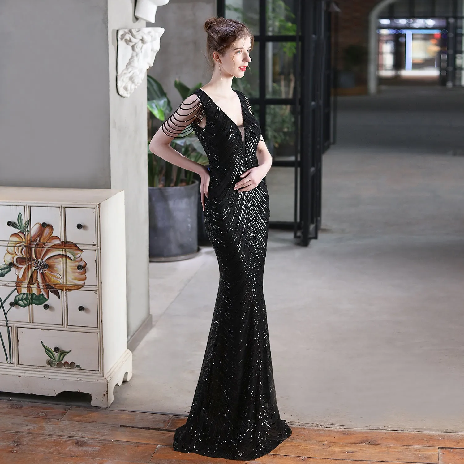 Sequined Mermaid Long Dress Party Evening Dress
