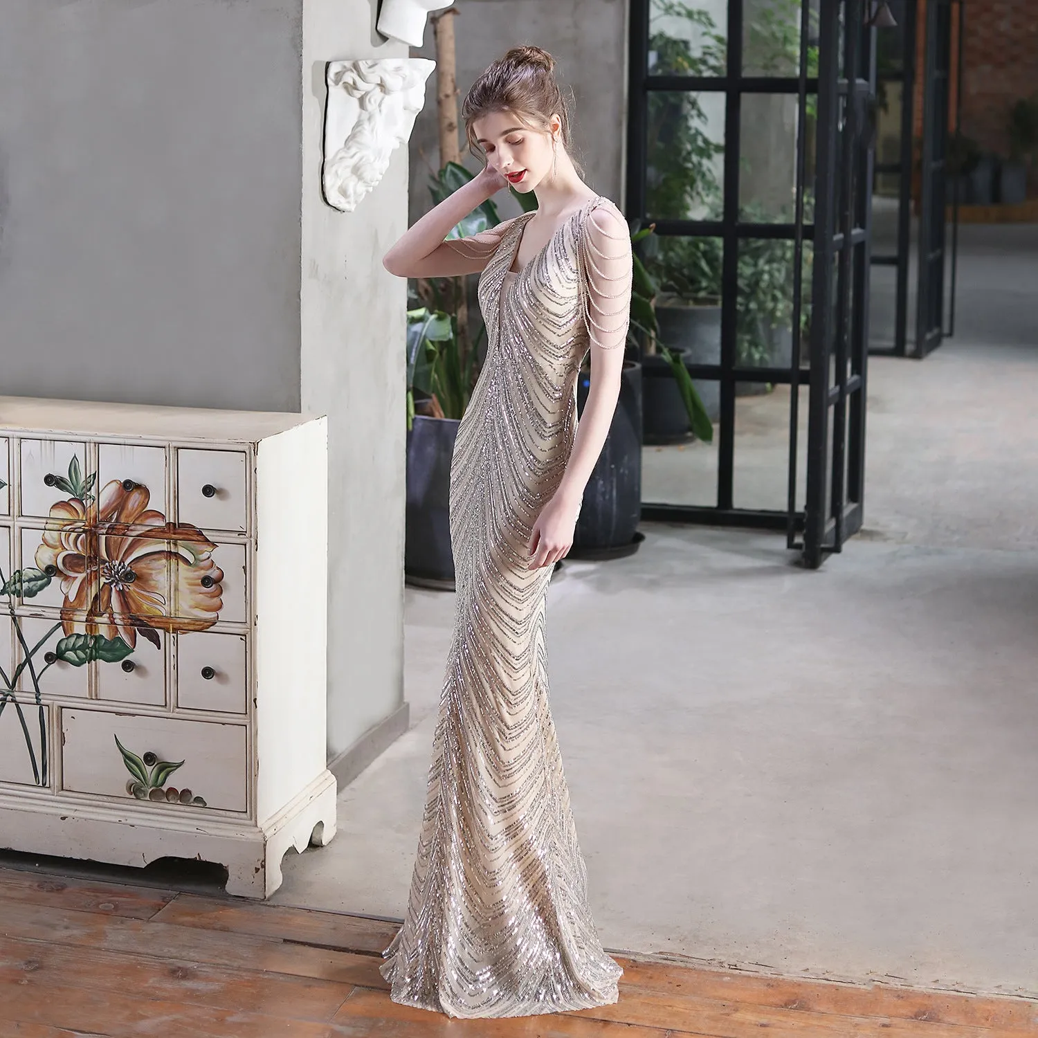 Sequined Mermaid Long Dress Party Evening Dress