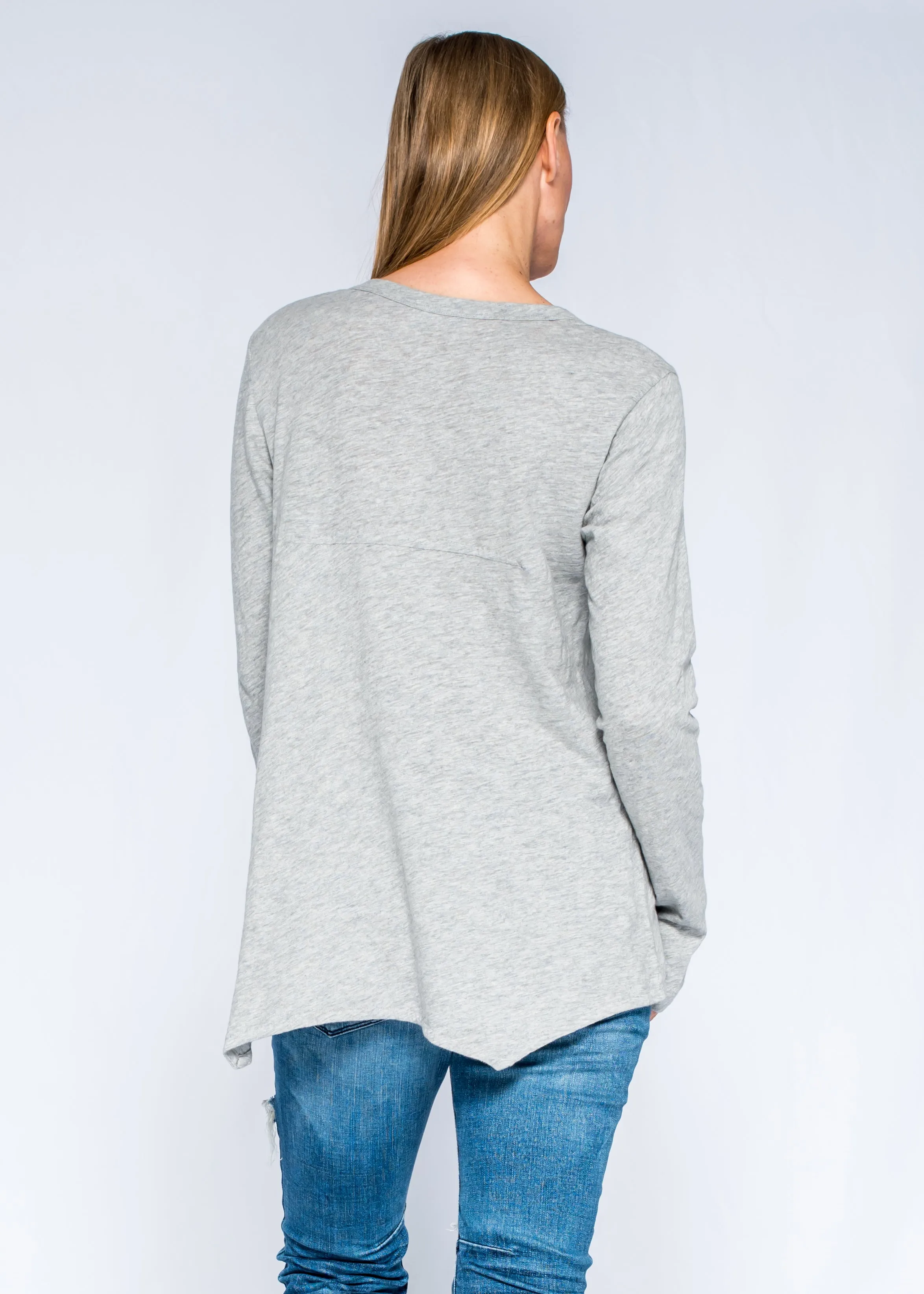 Sexy Deep V-Neck Shrunken Boyfriend Long Sleeve Top