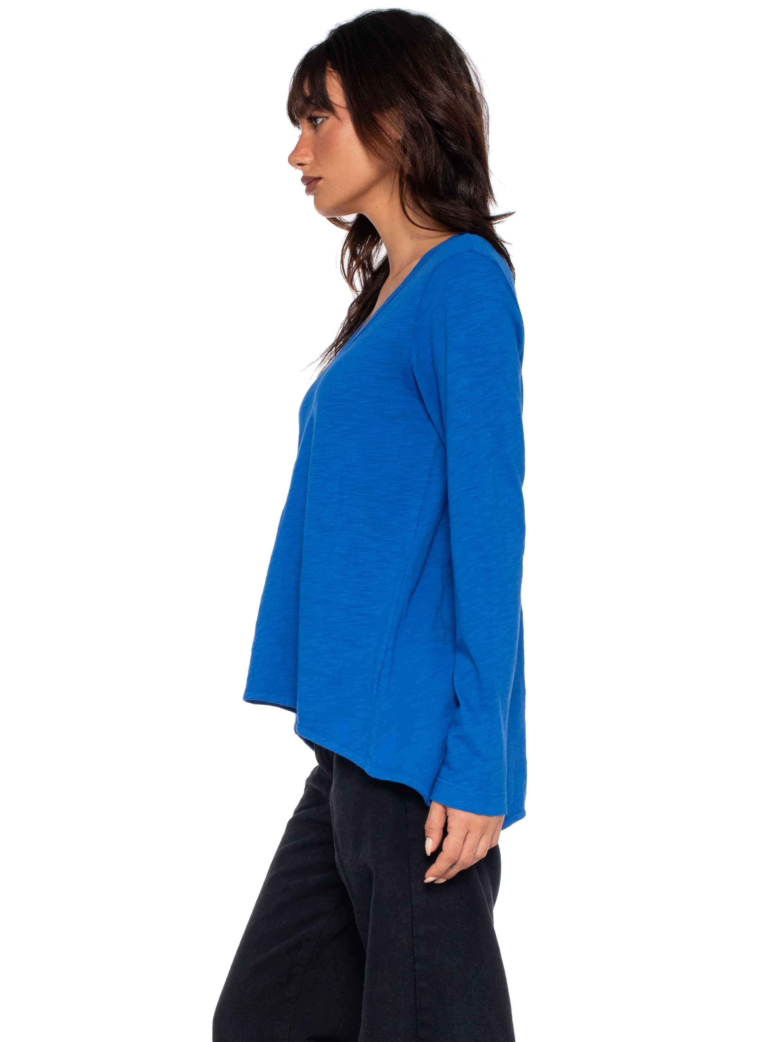 Sexy Deep V-Neck Shrunken Boyfriend Long Sleeve Top