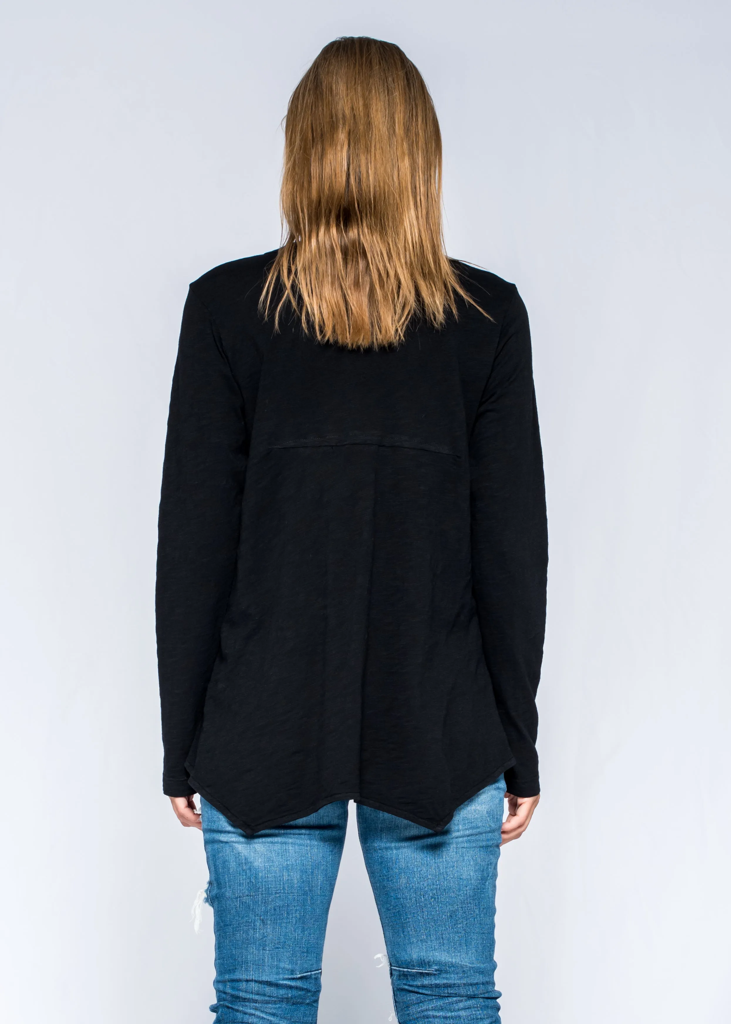 Sexy Deep V-Neck Shrunken Boyfriend Long Sleeve Top