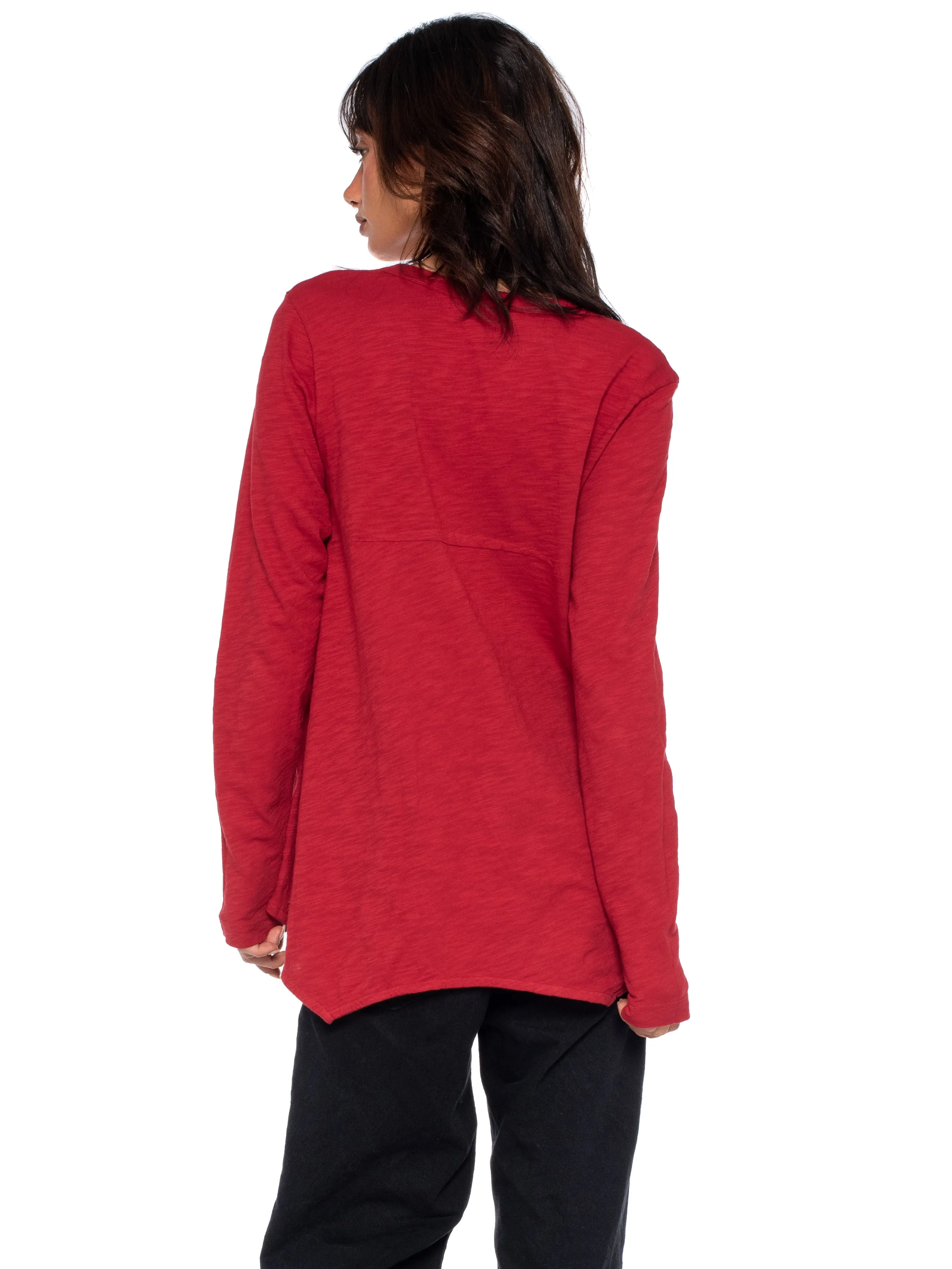 Sexy Deep V-Neck Shrunken Boyfriend Long Sleeve Top