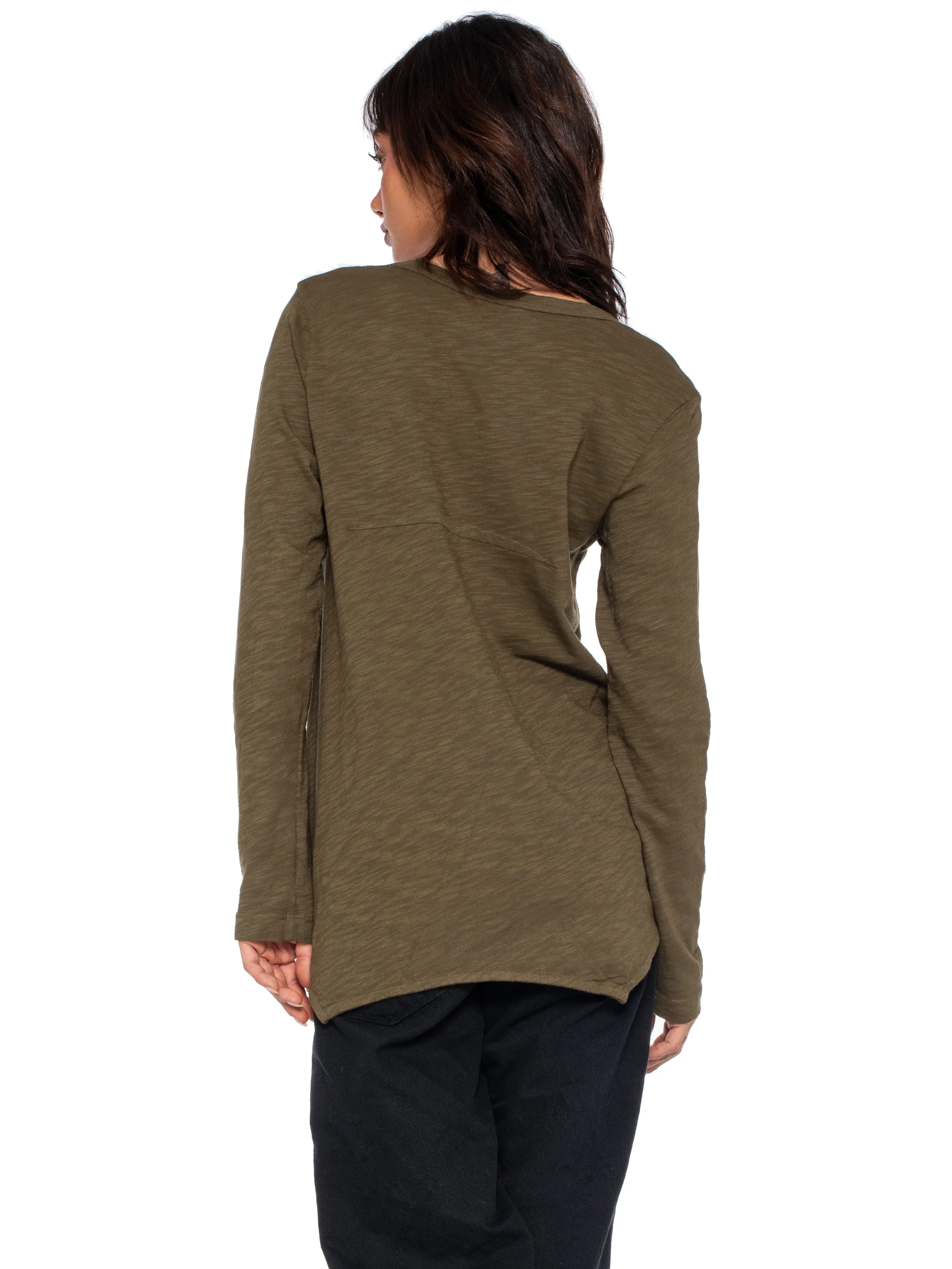 Sexy Deep V-Neck Shrunken Boyfriend Long Sleeve Top