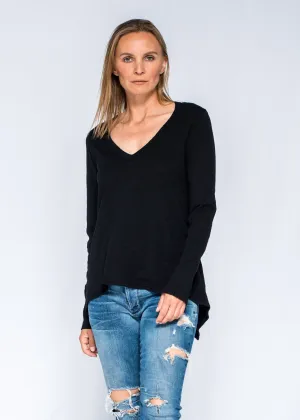 Sexy Deep V-Neck Shrunken Boyfriend Long Sleeve Top