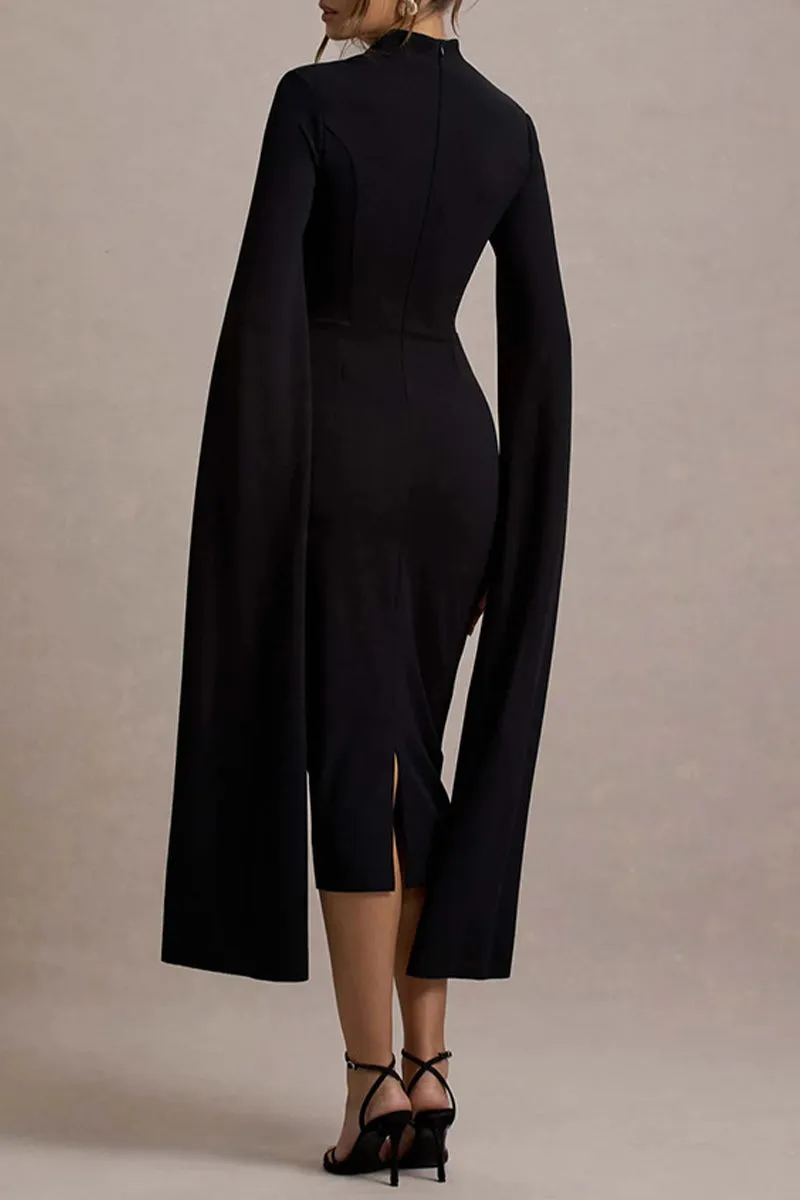 Sexy Elegant Slit Zipper Half A Turtleneck Wrapped Skirt Dresses