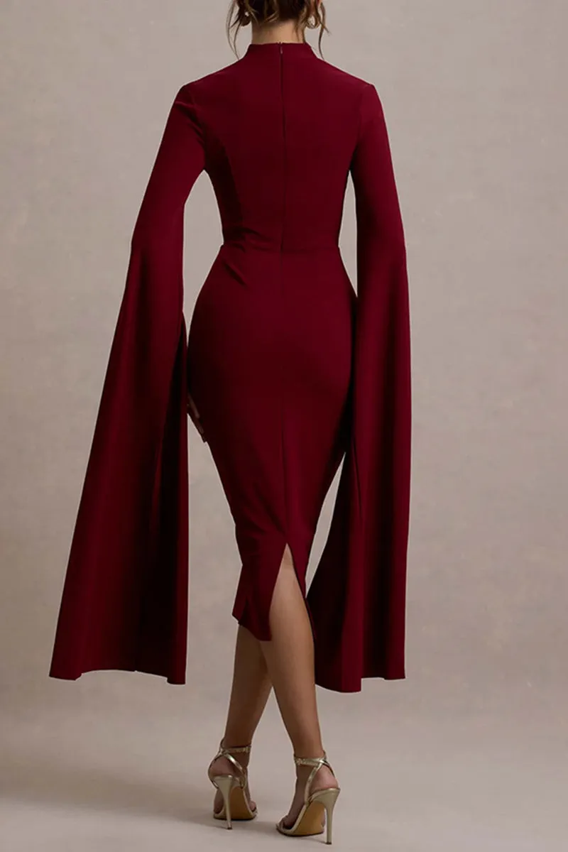 Sexy Elegant Slit Zipper Half A Turtleneck Wrapped Skirt Dresses