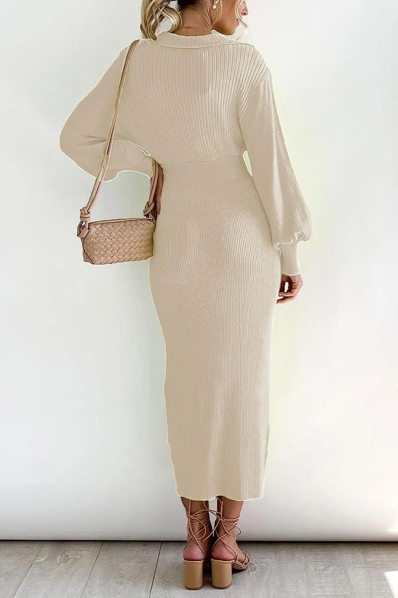 Sexy Elegant Solid Frenulum V Neck Wrapped Skirt Dresses(6 Colors)