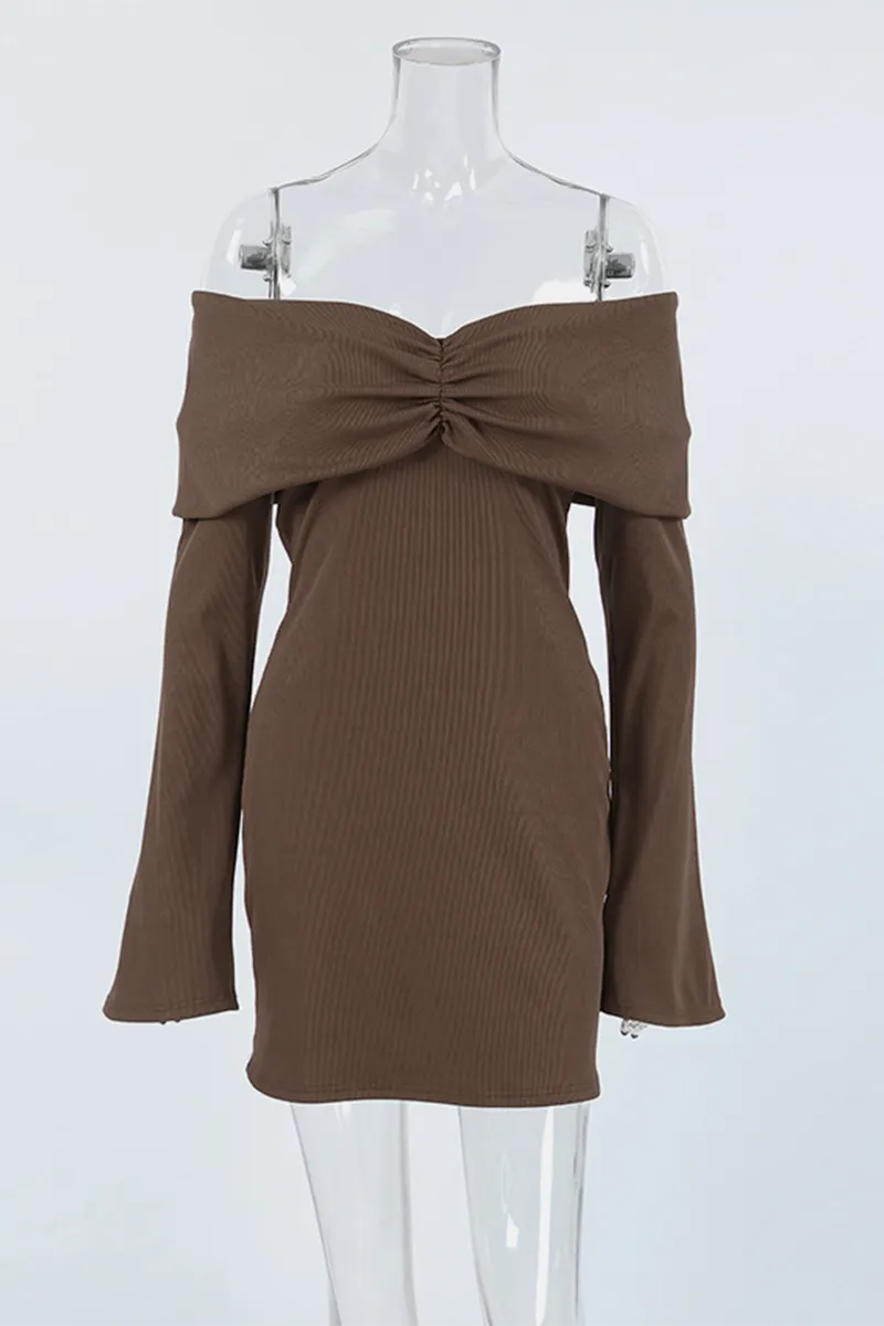 Sexy Ruched Off Shoulder Wrapped Skirt Dresses