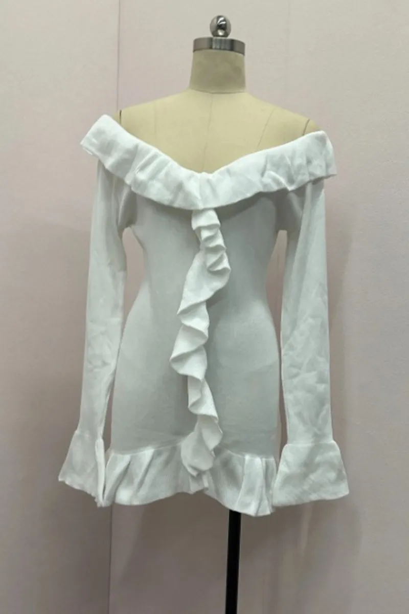 Sexy Ruffle Off Shoulder Wrapped Skirt Dresses
