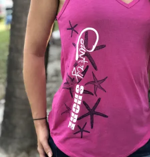 Shore Side Starfish Trail V-Neck Tank Top