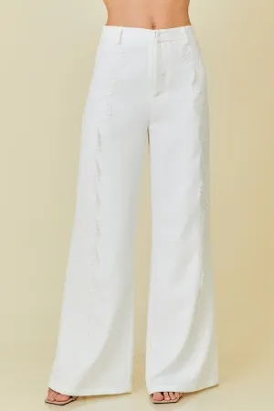 Side Lace Trim Formal Pants
