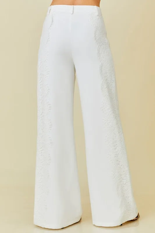 Side Lace Trim Formal Pants