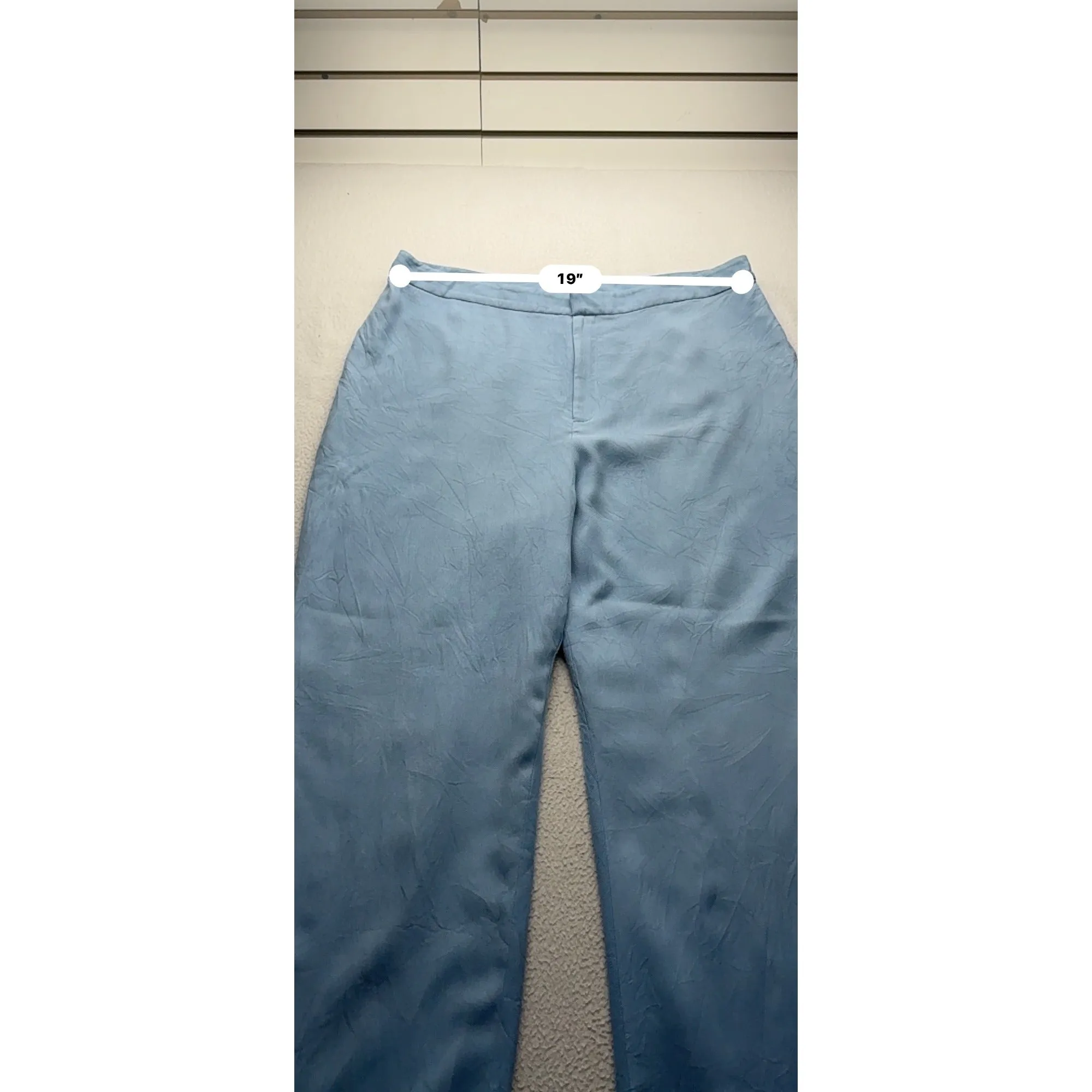 Silk Light Blue Wide-Leg Womens Pants Ralph Lauren #7832