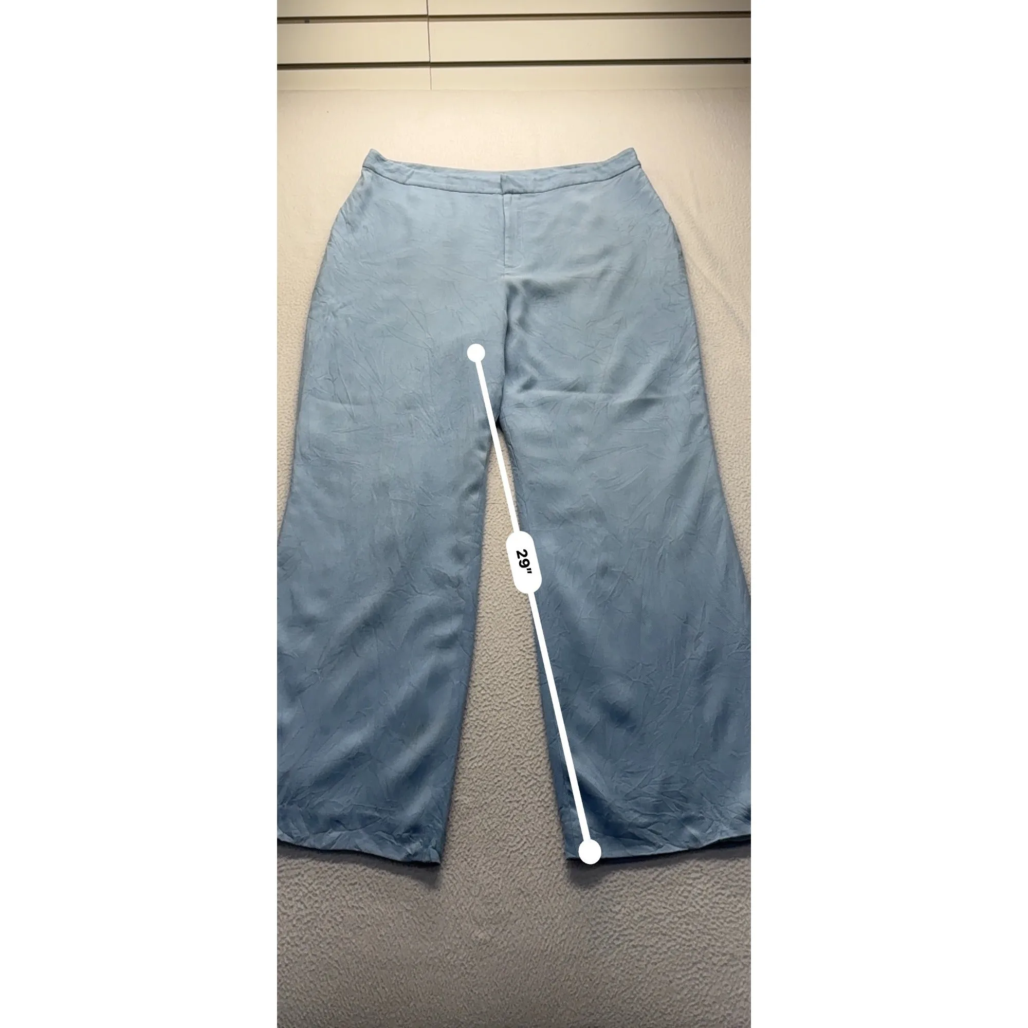 Silk Light Blue Wide-Leg Womens Pants Ralph Lauren #7832