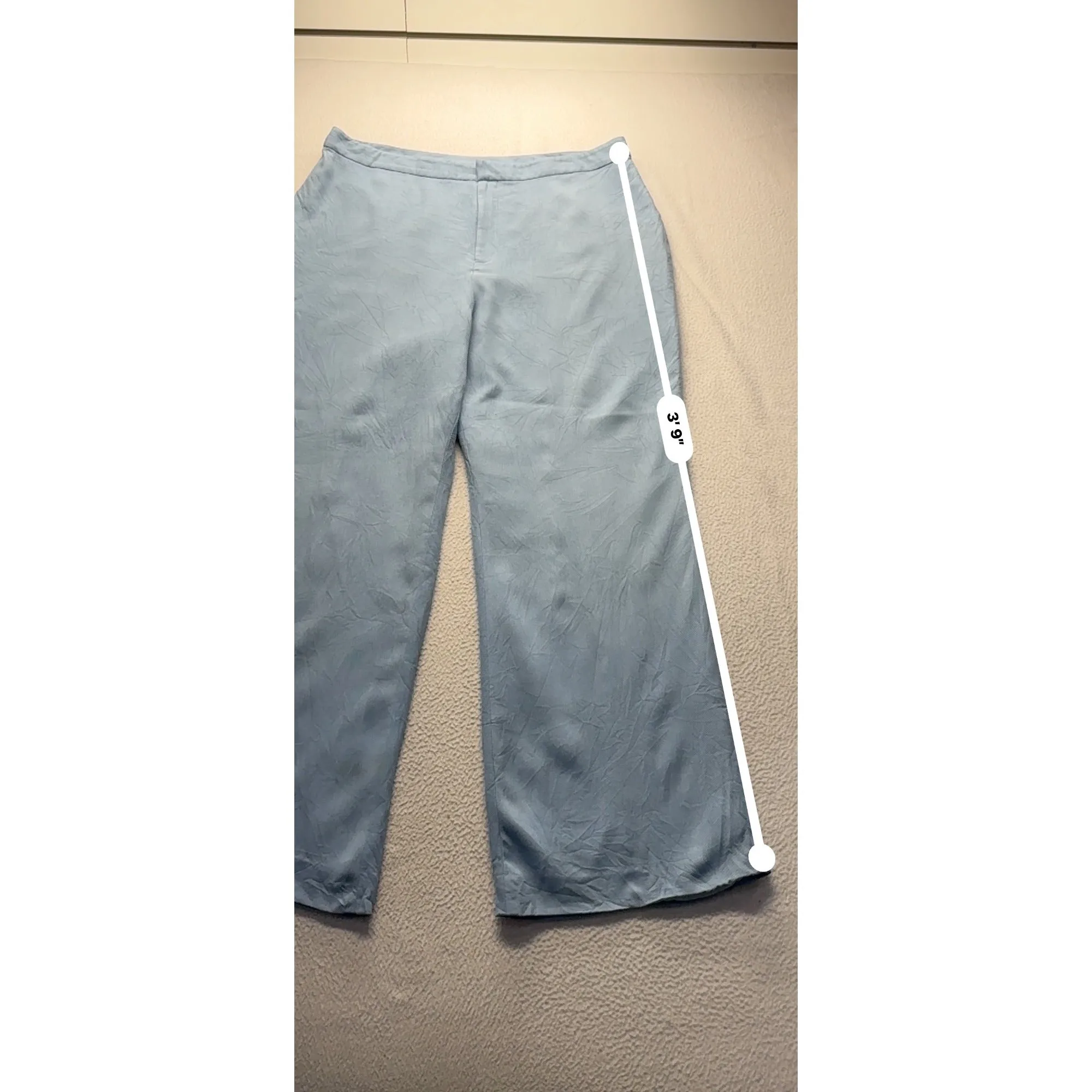 Silk Light Blue Wide-Leg Womens Pants Ralph Lauren #7832